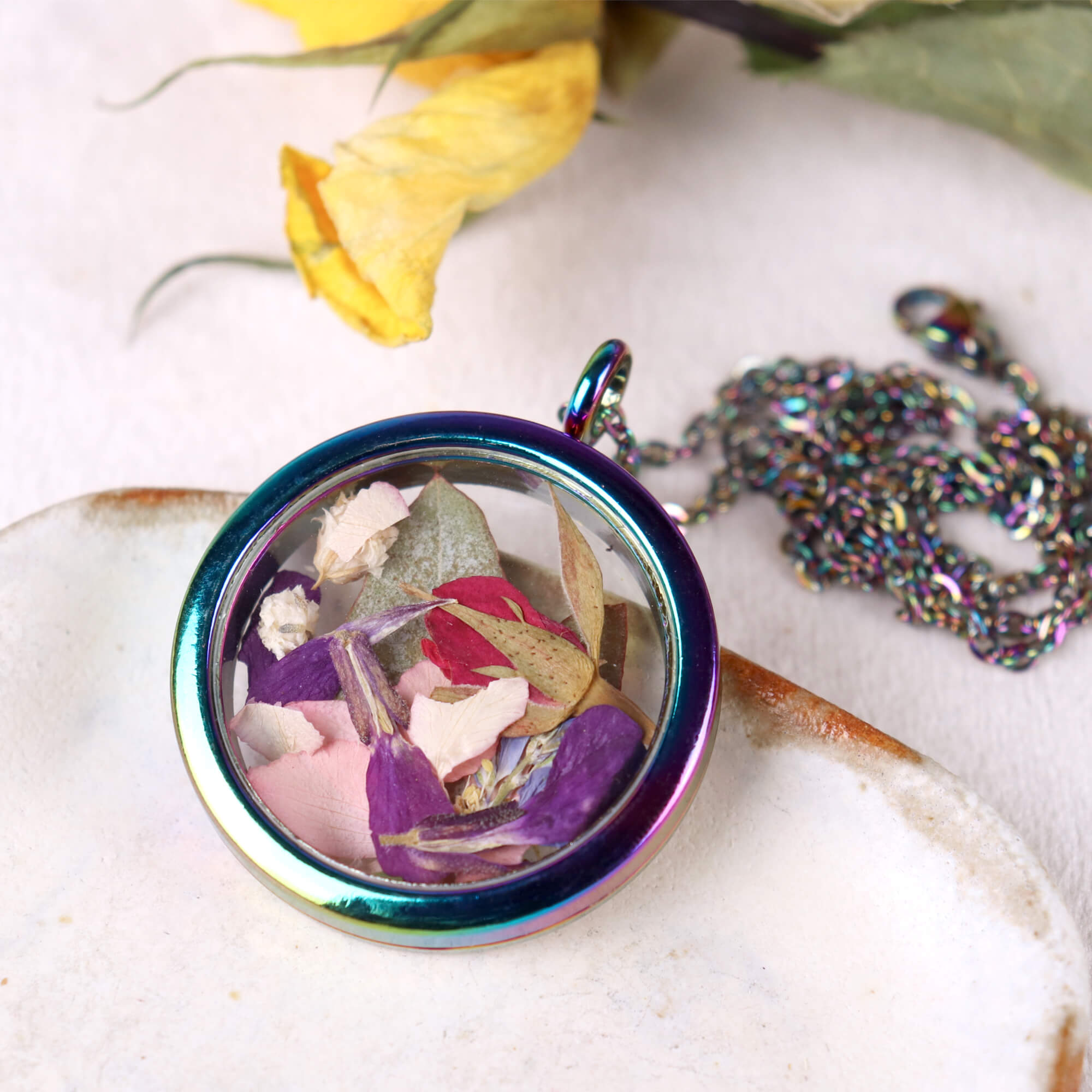 Rainbow necklace with your flowers