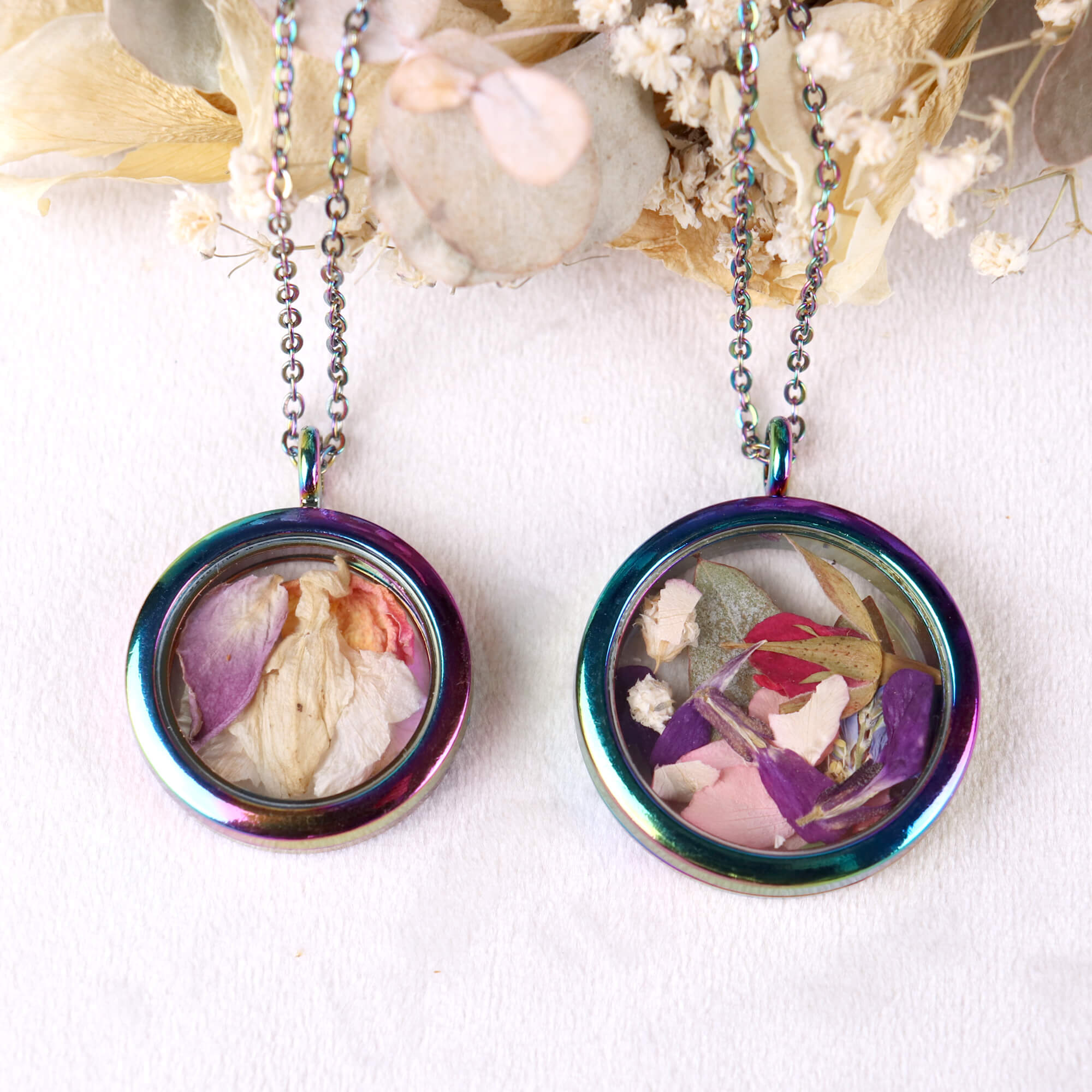 Rainbow necklace with your flowers