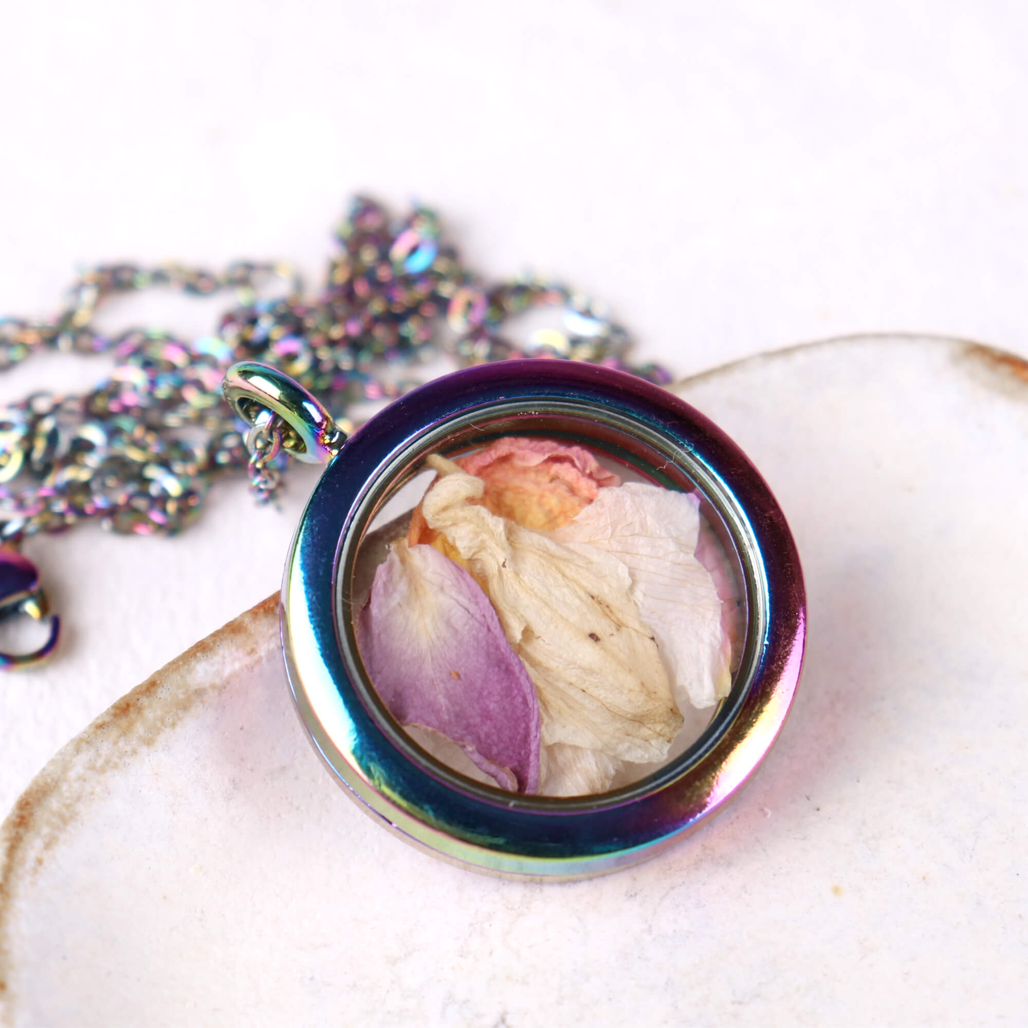 Rainbow necklace with your flowers