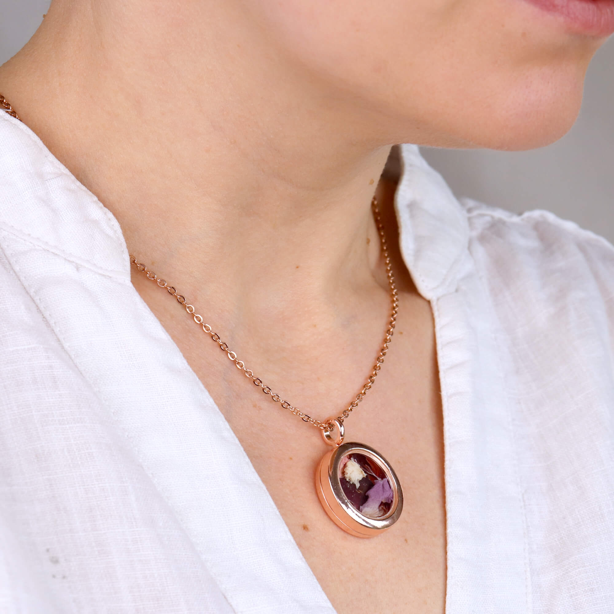 Rose Gold necklace with your flowers
