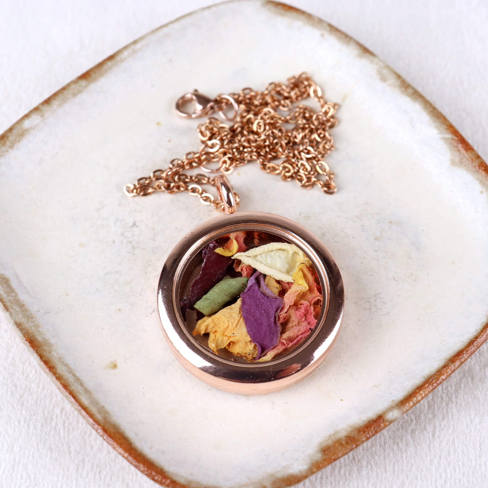Rose Gold necklace with your flowers