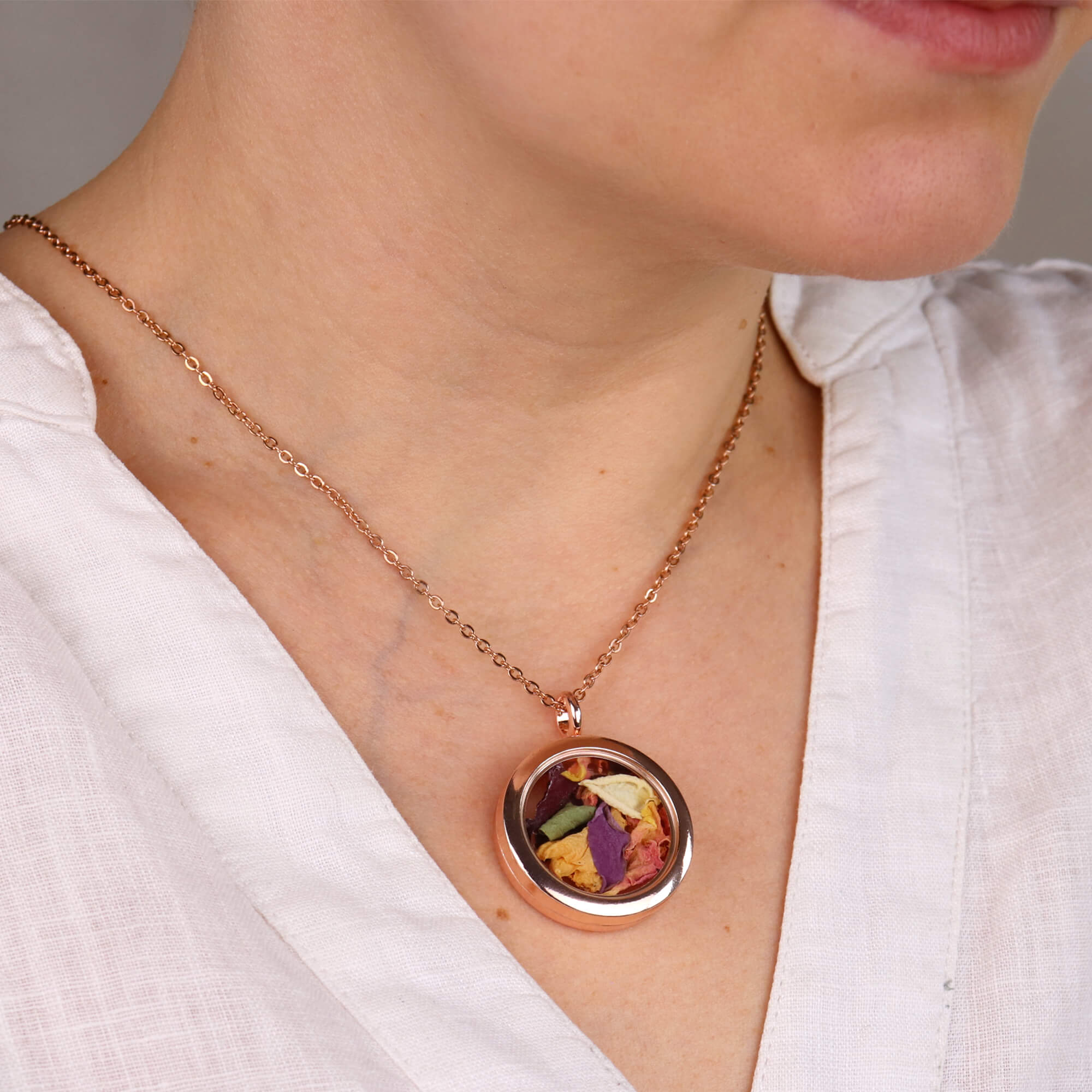 Rose Gold necklace with your flowers