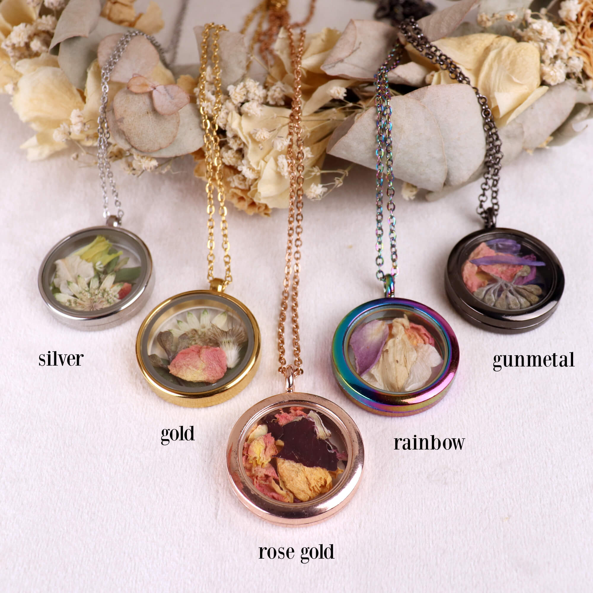 Rose Gold necklace with your flowers