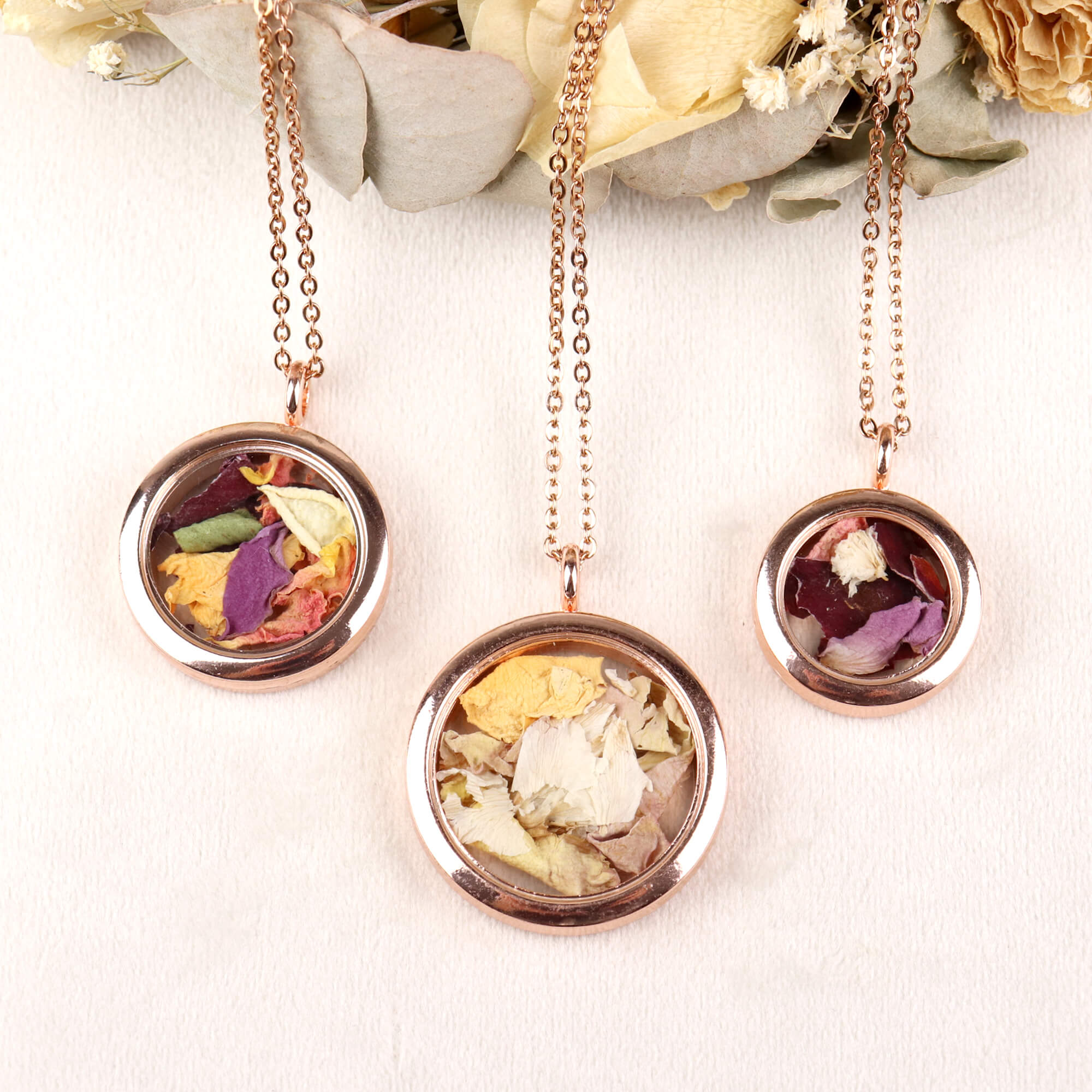 Rose Gold necklace with your flowers