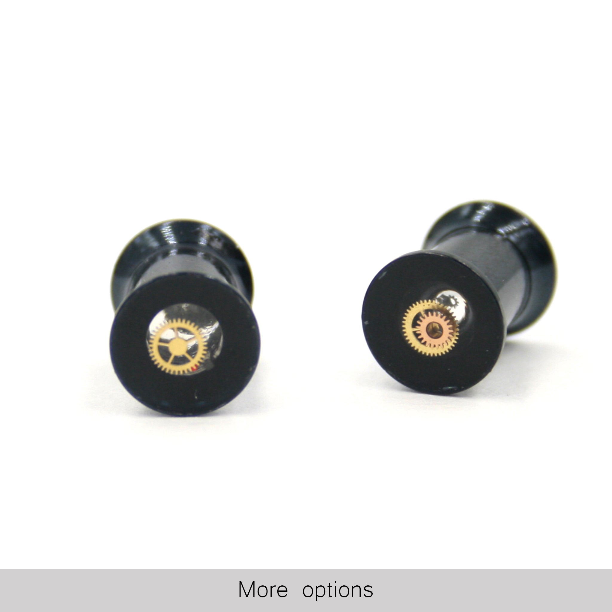 6mm double flare ear gauges in steampunk style