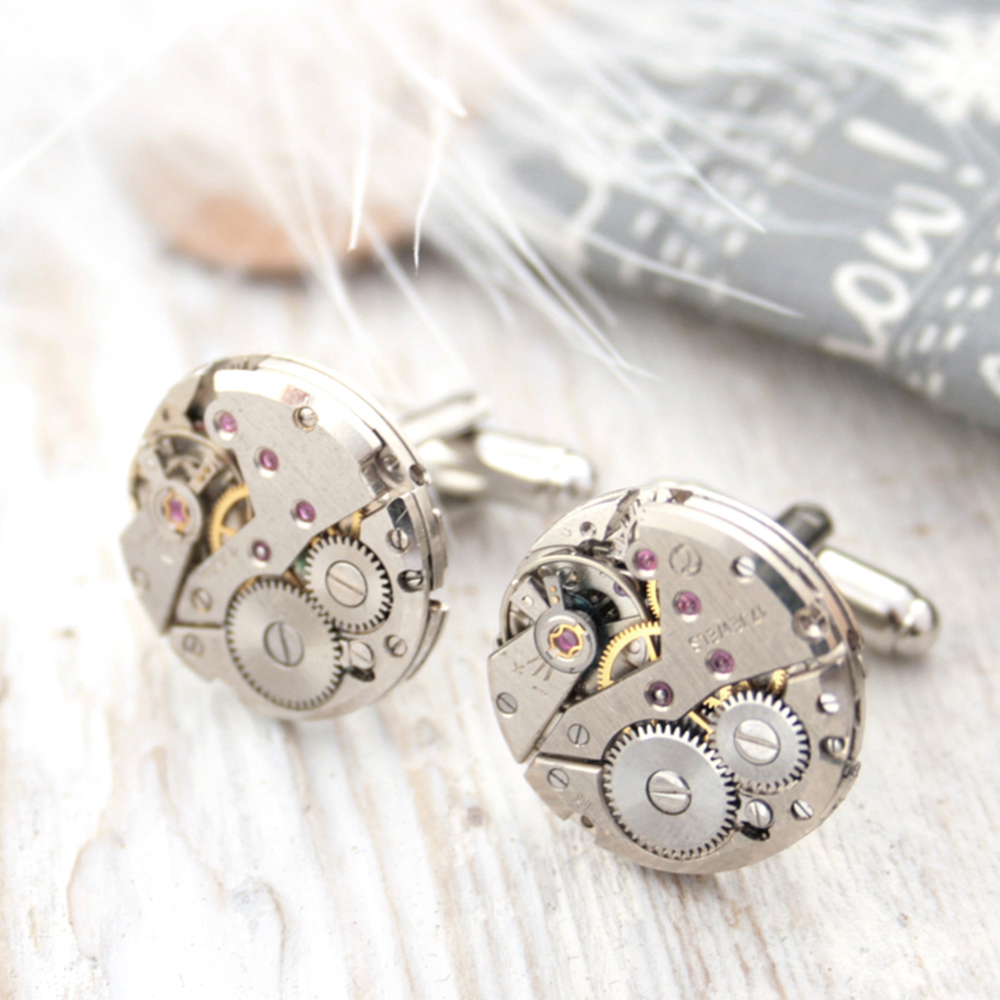 cool cufflinks for watch lovers featuring antique watch movements