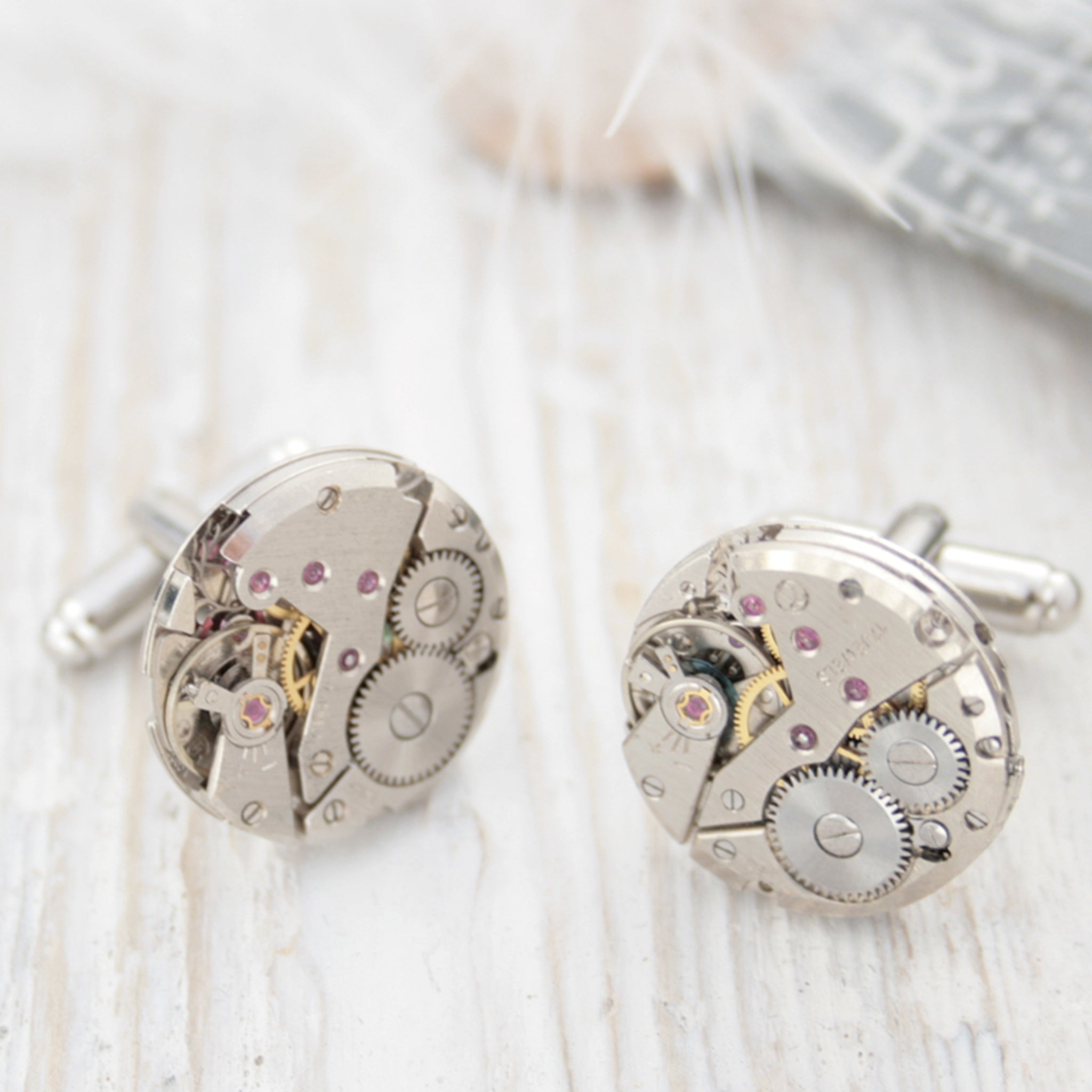 cool cufflinks for watch lovers featuring antique watch movements