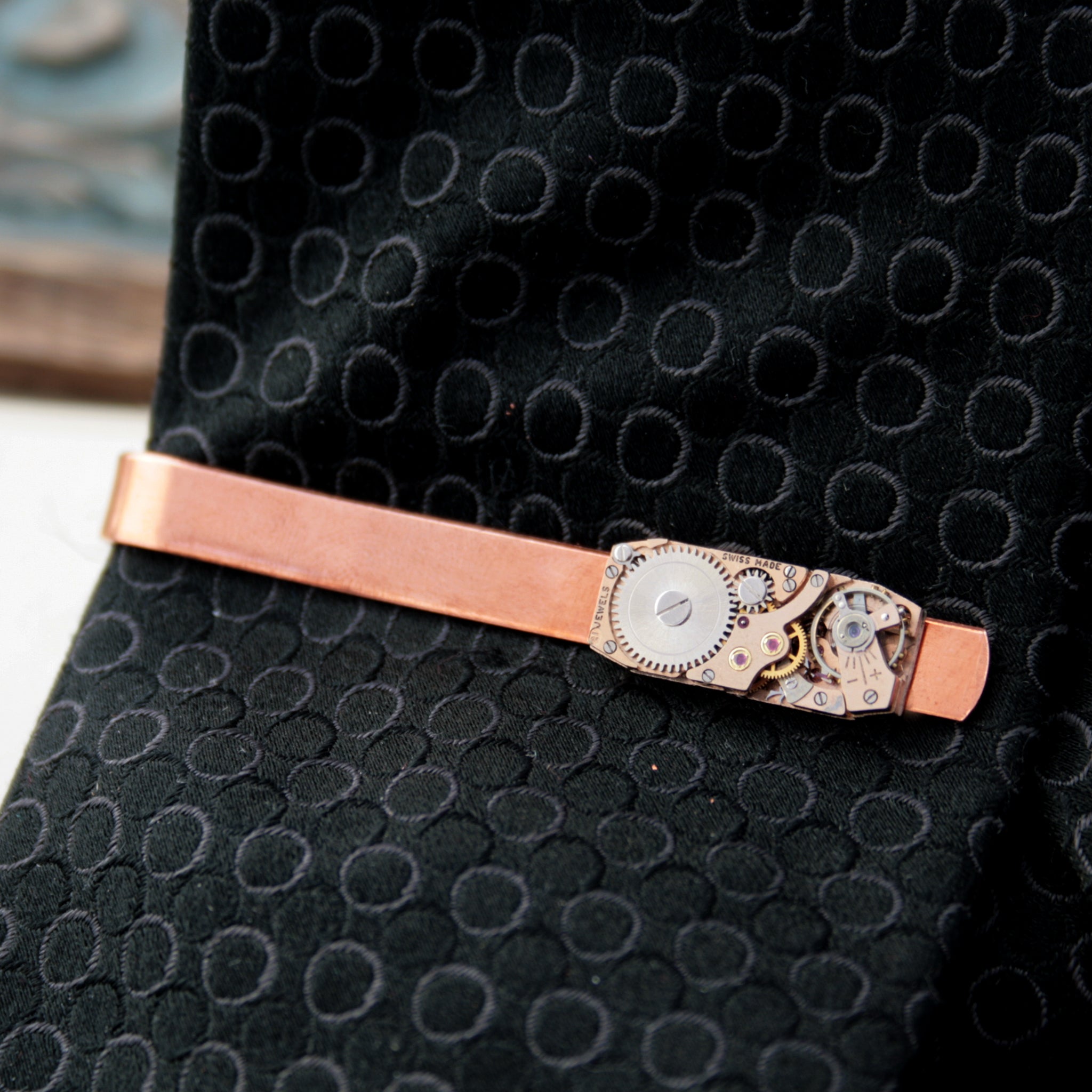 Copper Tie Clip with Steampunk Watch Work