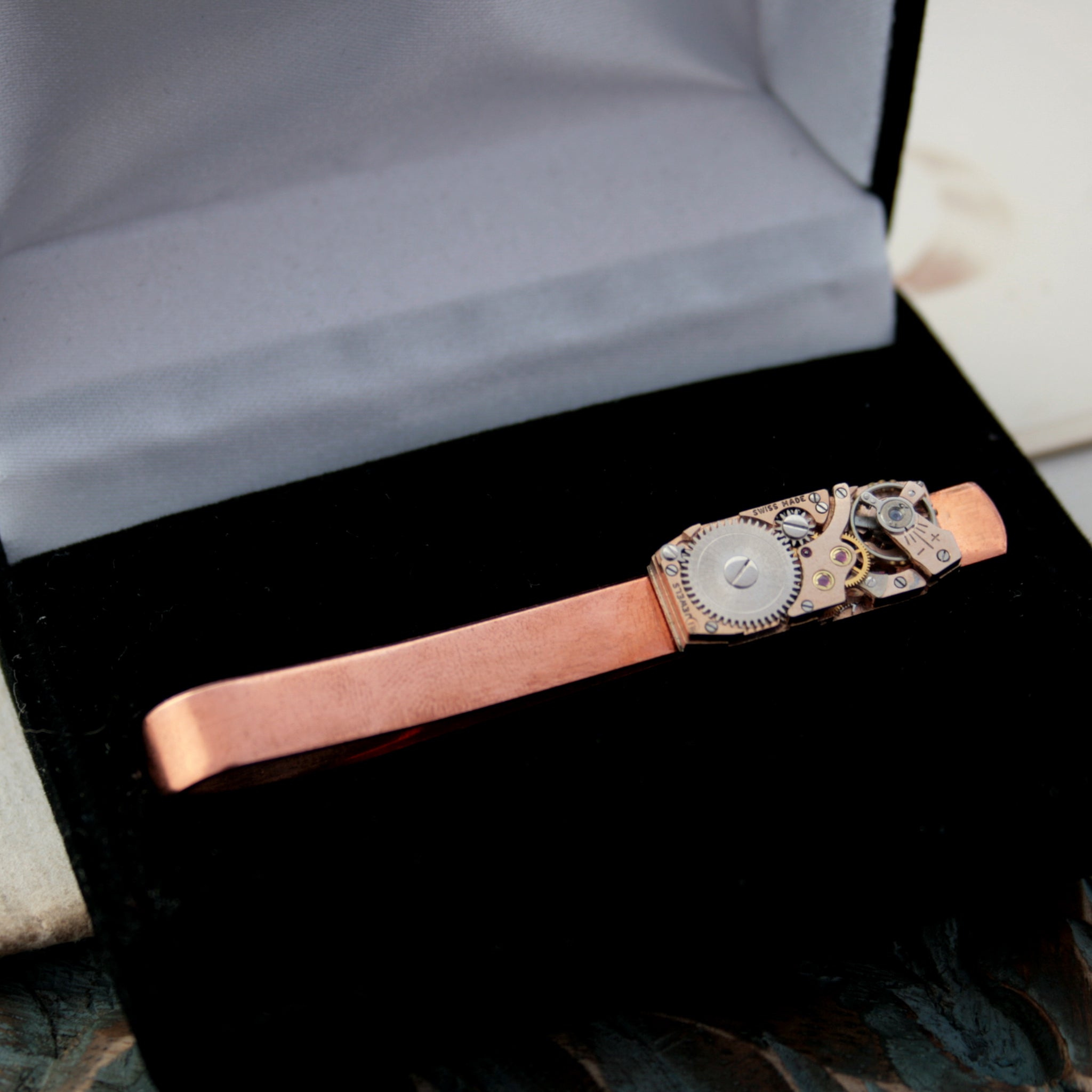 Copper Tie Clip with Steampunk Watch Work