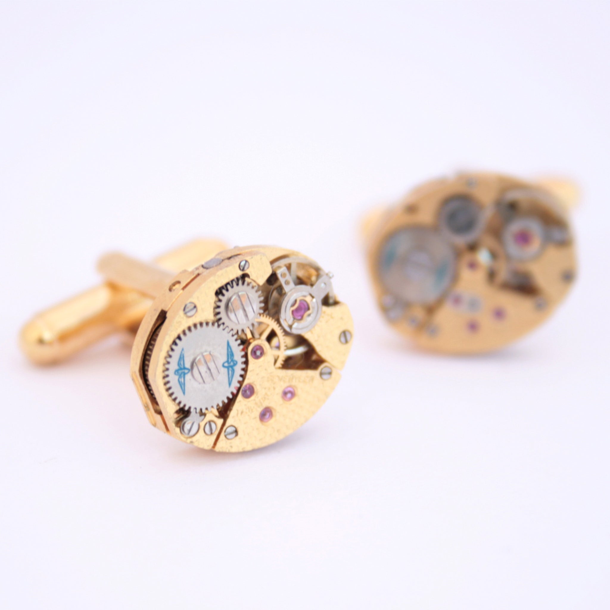 Gold Rotary Watch Cufflinks made of clockworks