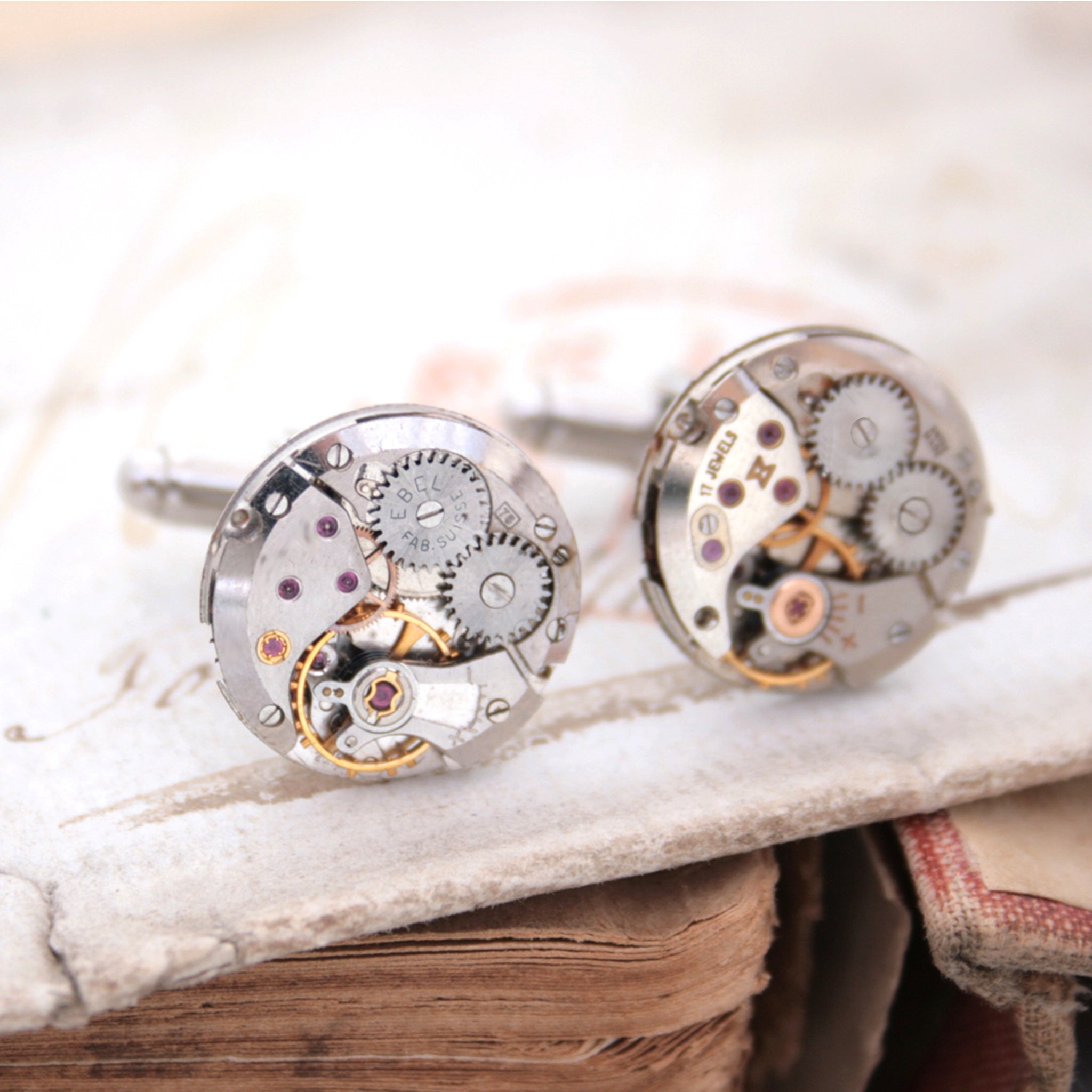 clockwork cufflinks and sets in featuring antique watch movements