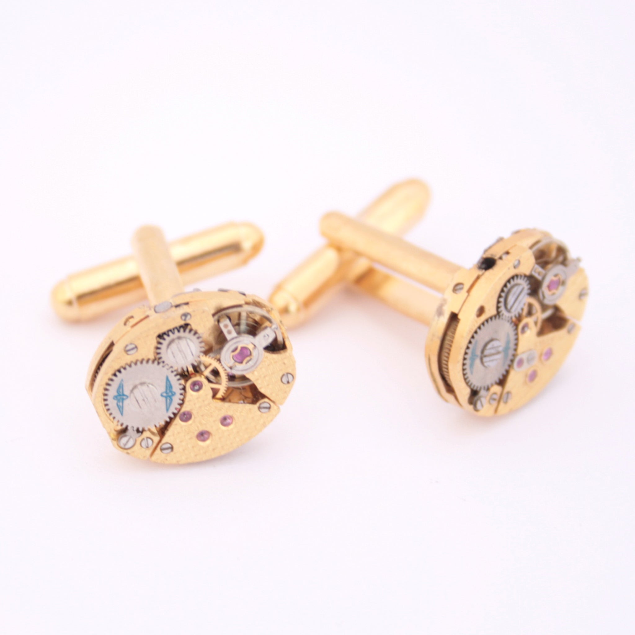 Gold Rotary Watch Cufflinks made of clockworks