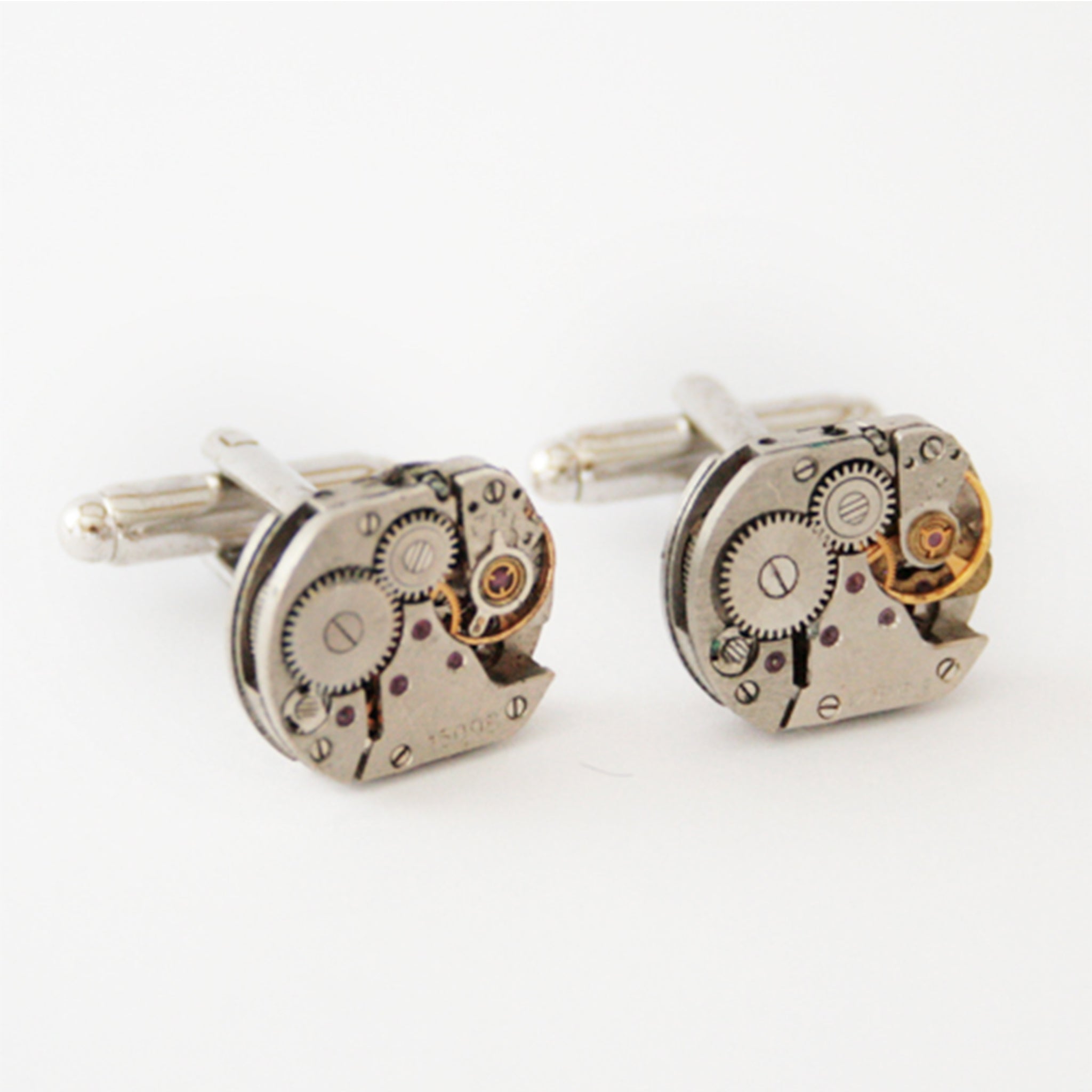 steampunk cufflinks for men featuring antique watch movements