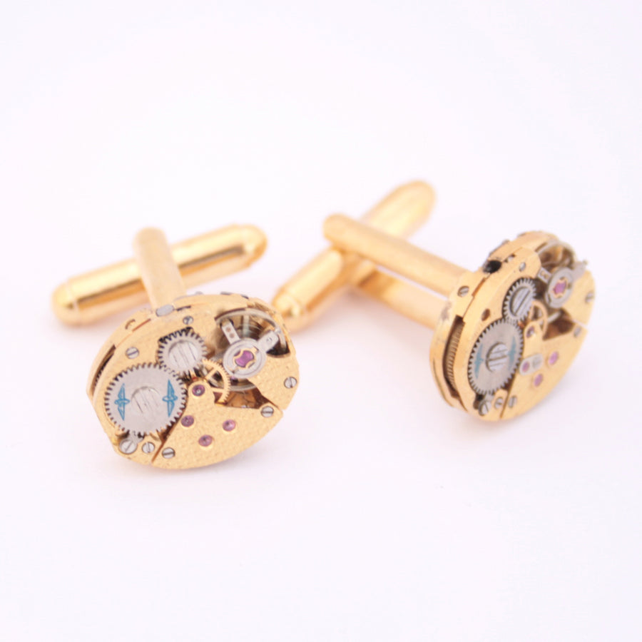 Gold Rotary Watch Cufflinks made of clockworks