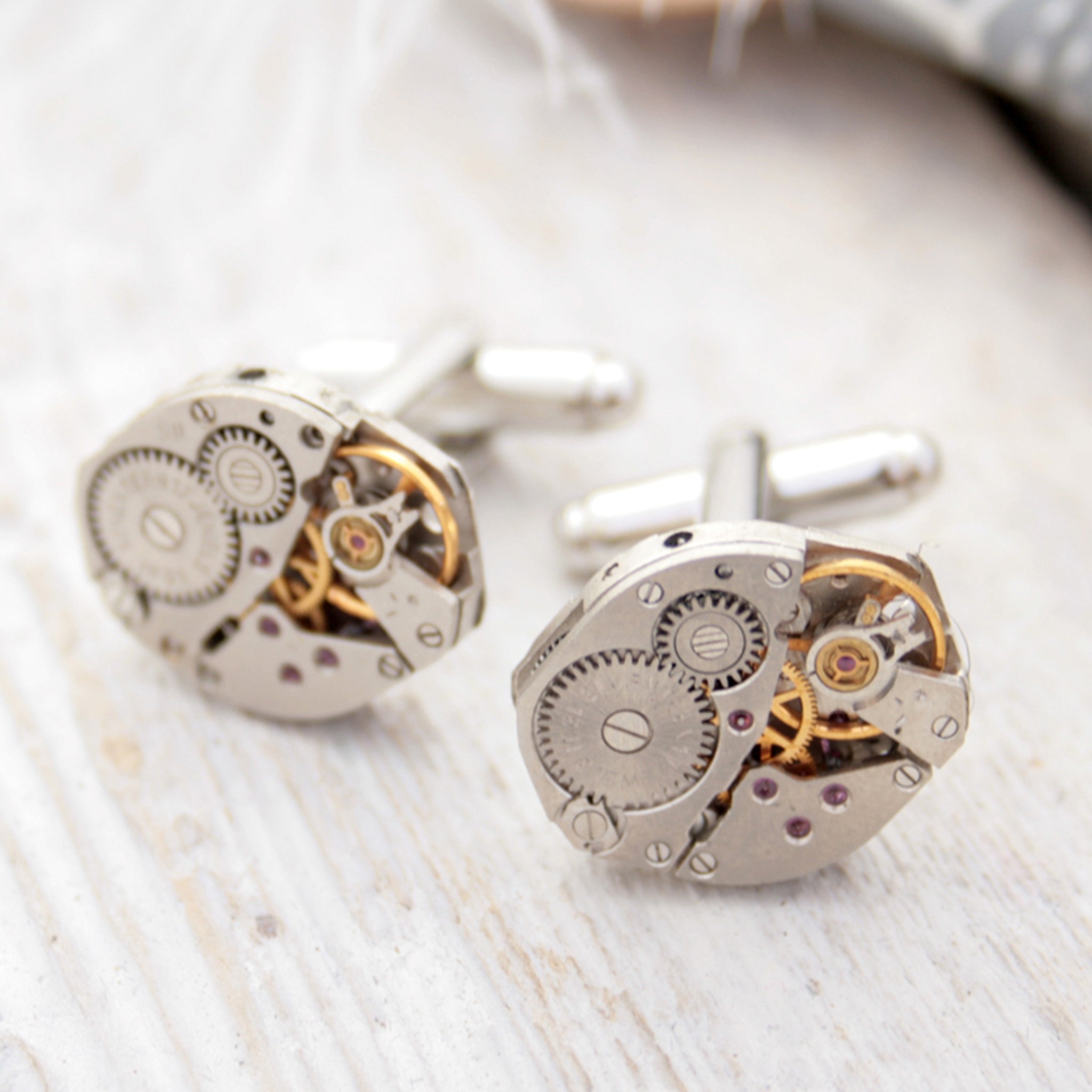 Steam punk cufflinks set made of real watches