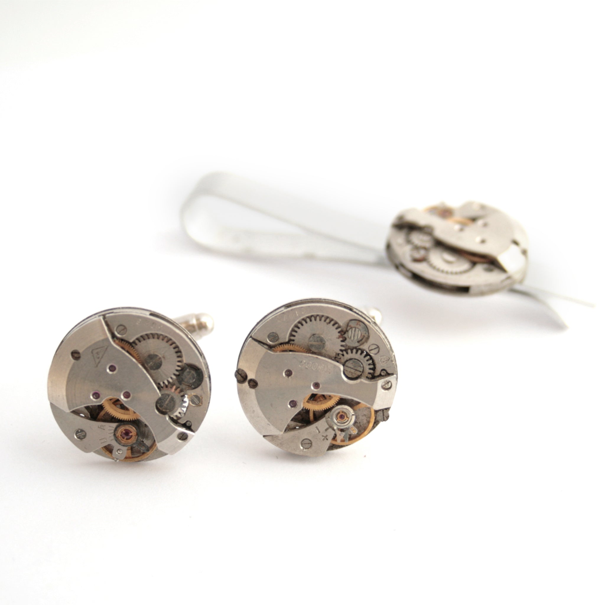 Steampunk Cufflinks and Tie Clip set