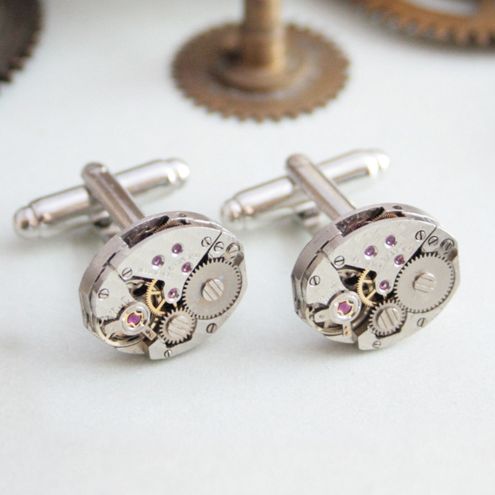 Fish scale pattern watch movements as cool womens cufflinks
