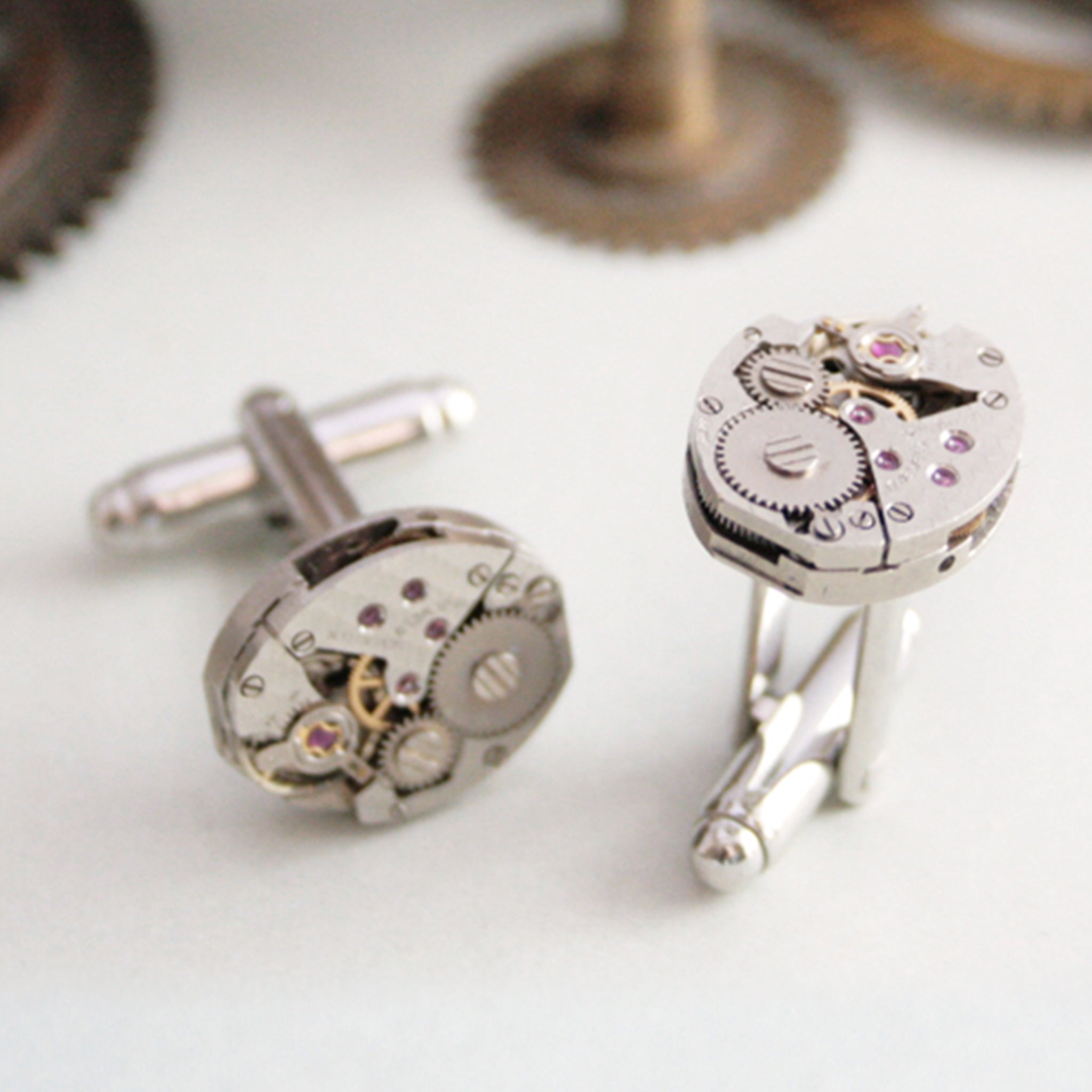 Fish scale pattern watch movements as cool womens cufflinks