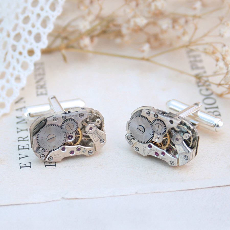 Cufflinks in Steampunk Style made of watch movements