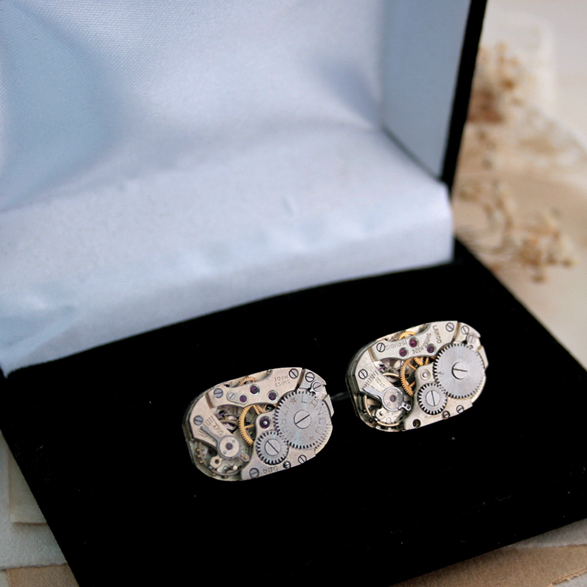 Cufflinks in Steampunk Style made of watch movements