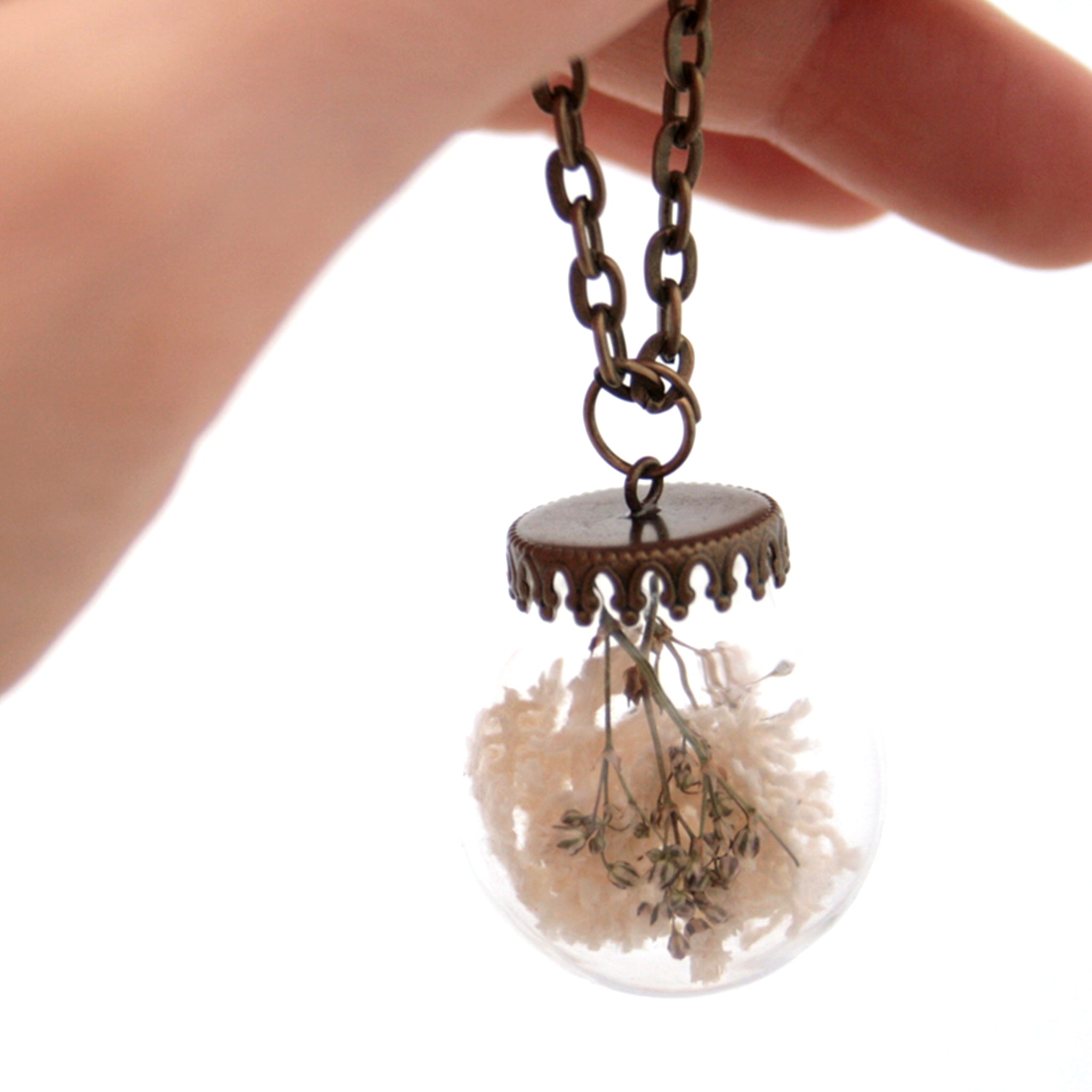 Rustic Terrarium Necklace with Dried Flowers
