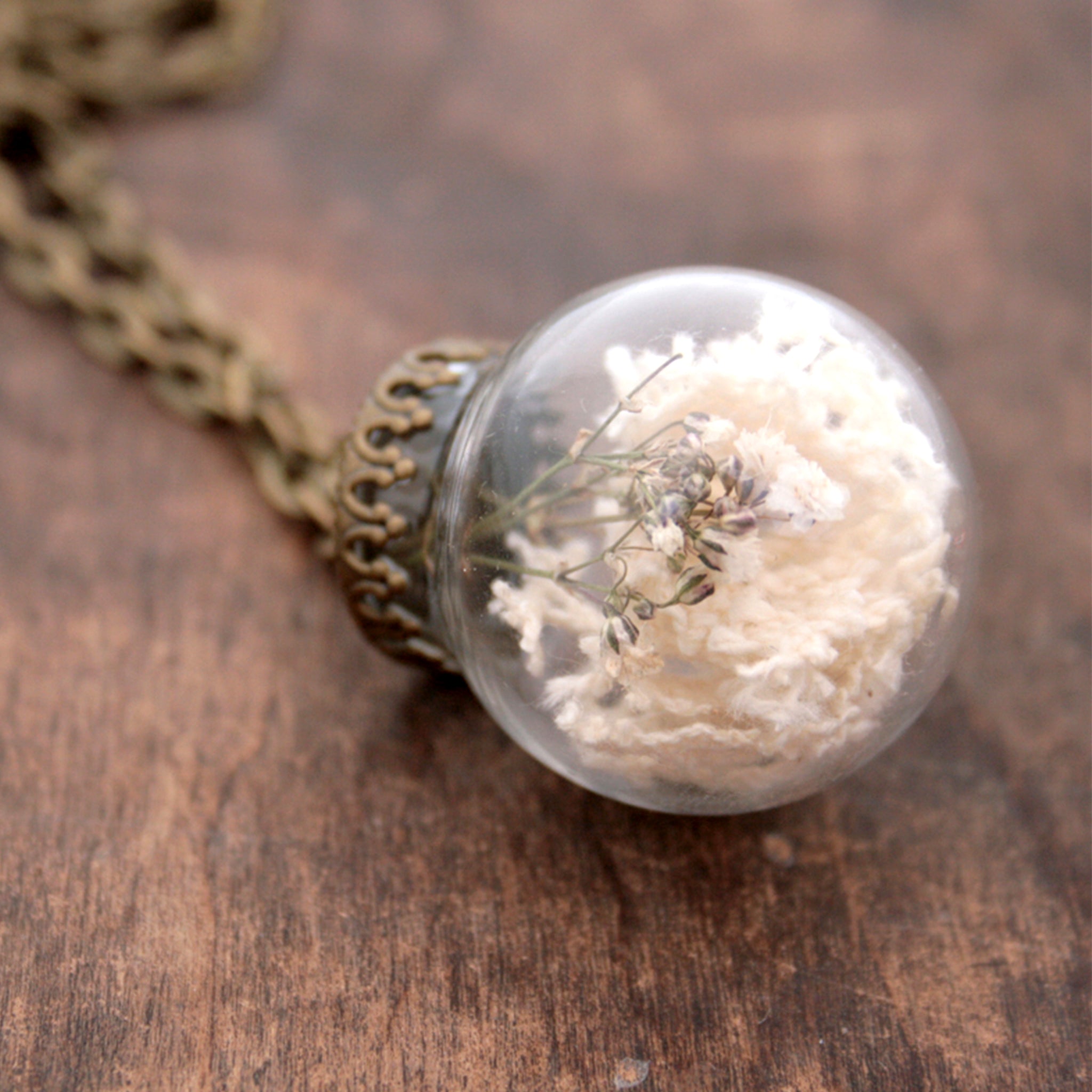 Rustic Terrarium Necklace with Dried Flowers