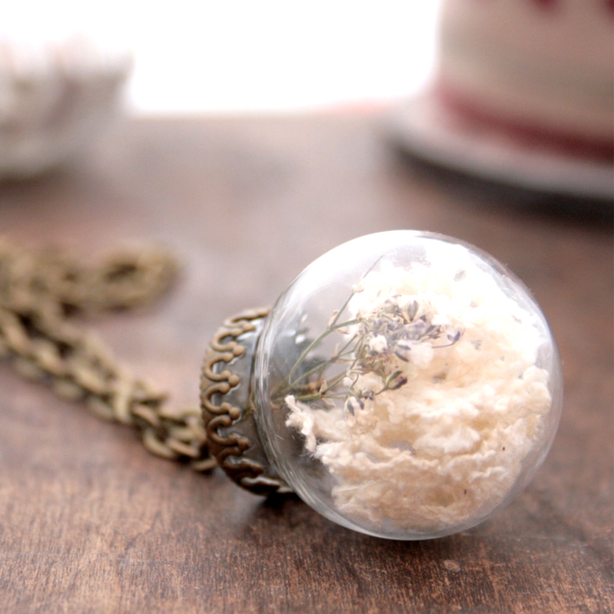 Rustic Terrarium Necklace with Dried Flowers