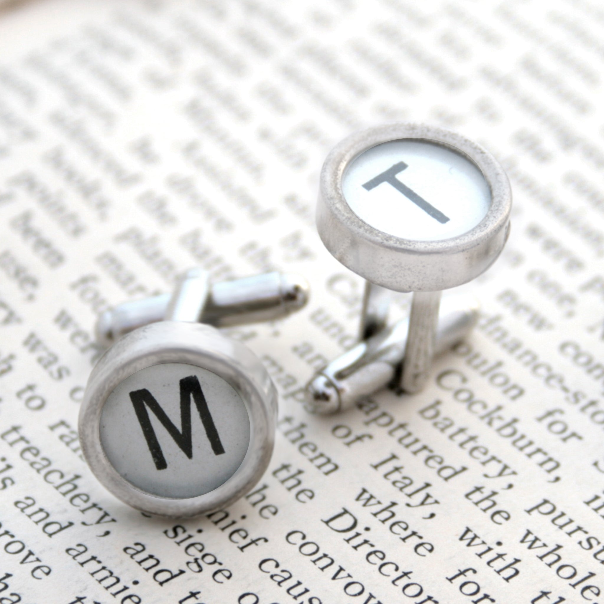 White Initial Cufflinks