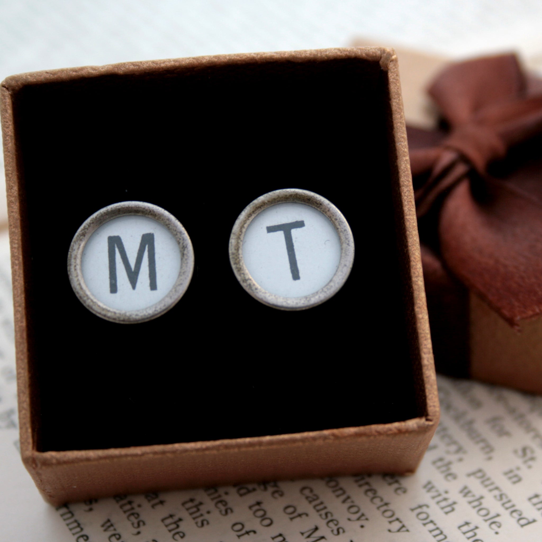 White Initial Cufflinks