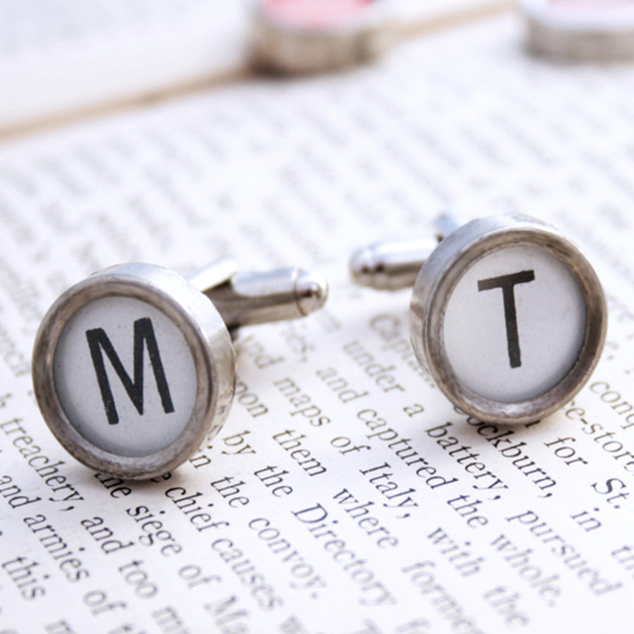 White Initial Cufflinks