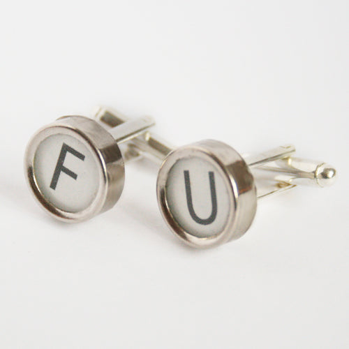 White Initial Cufflinks