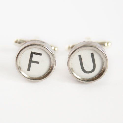 White Initial Cufflinks