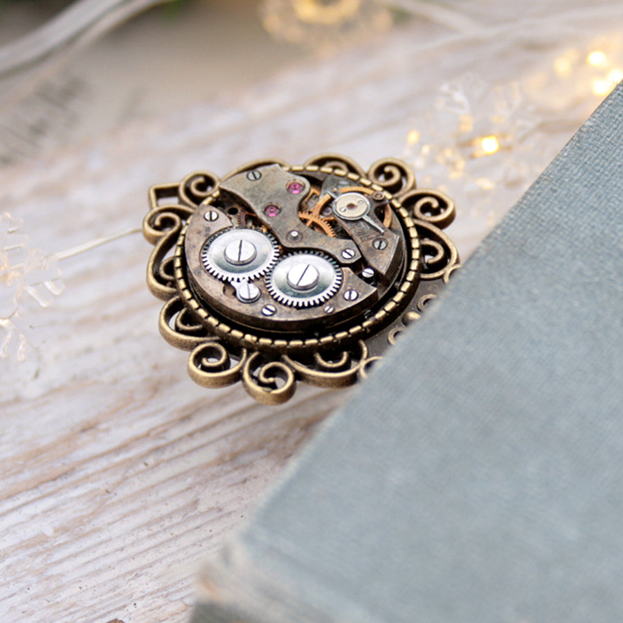 Unique Bookmark made of steampunk watch movement