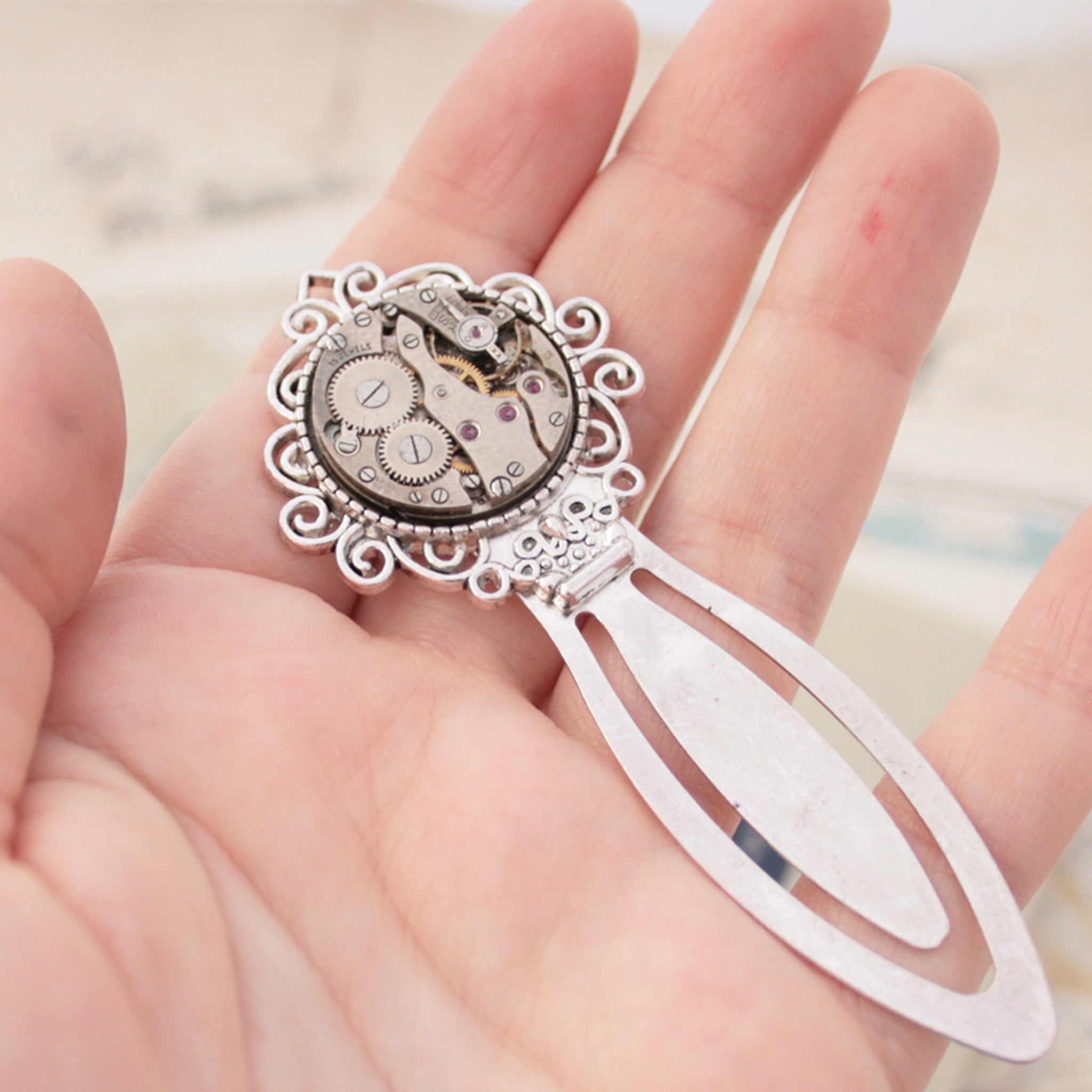 Steampunk Bookmarks for books made of real watch movement
