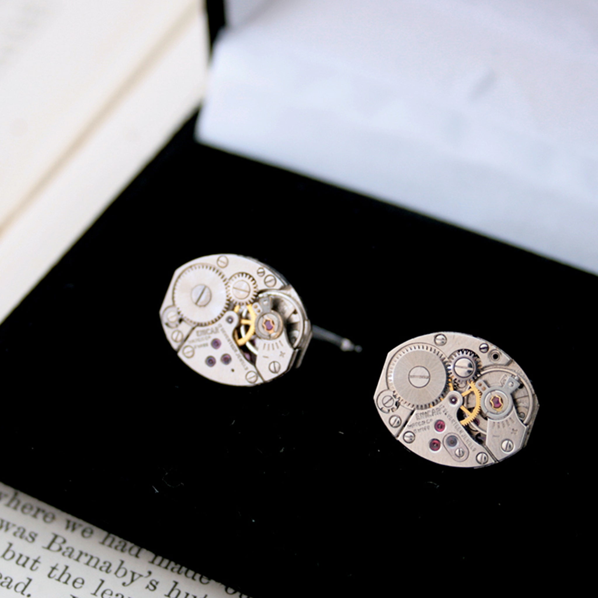 Steampunk Cufflinks in Silver in a box