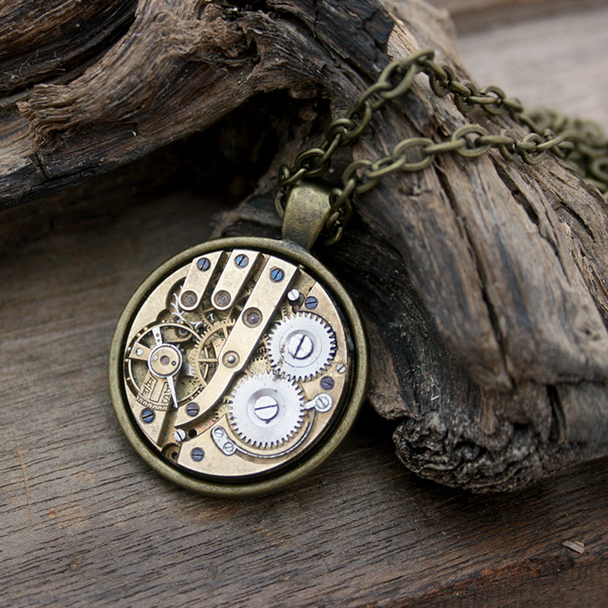Steampunk Statement Necklace in Gold Tone