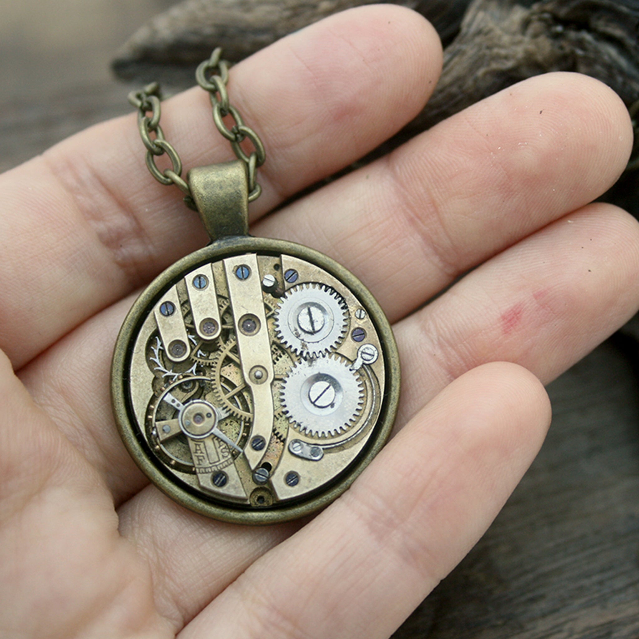 Steampunk Statement Necklace in Gold Tone