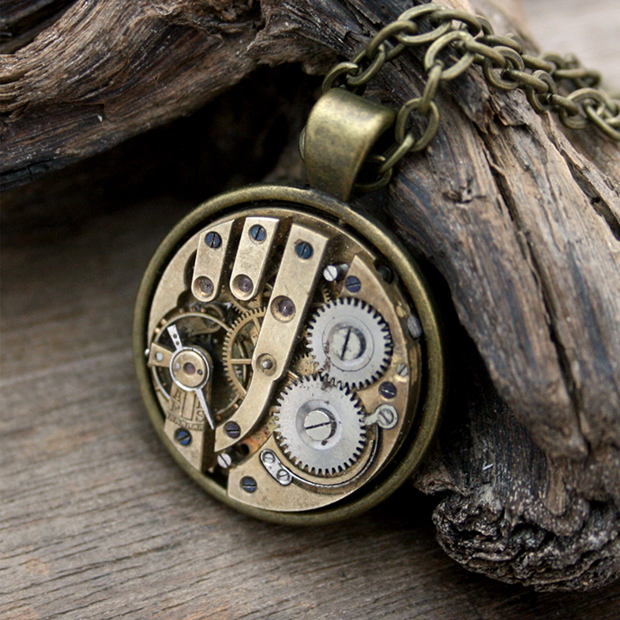 Steampunk Statement Necklace in Gold Tone