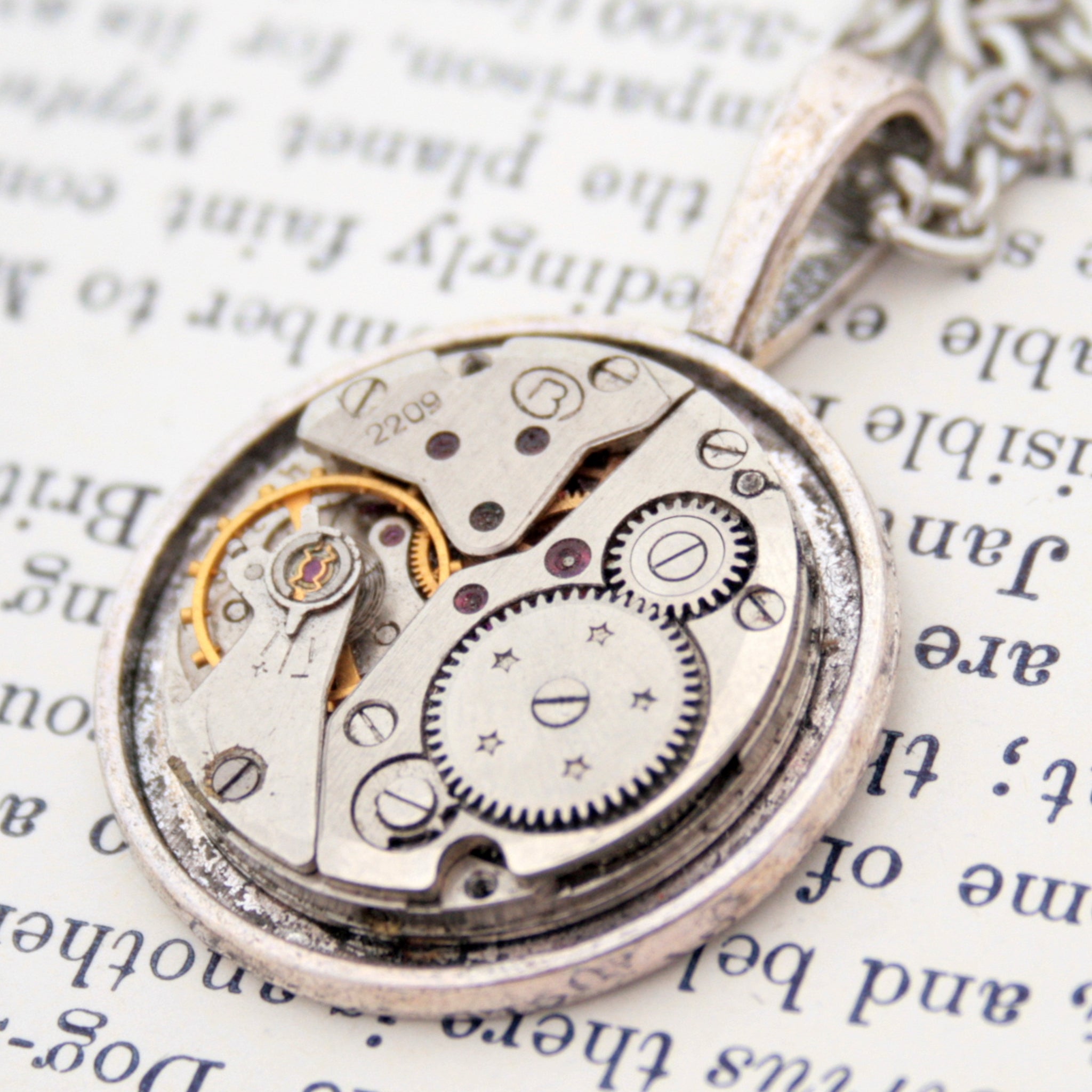 Mens Steampunk Necklace with Real Watch