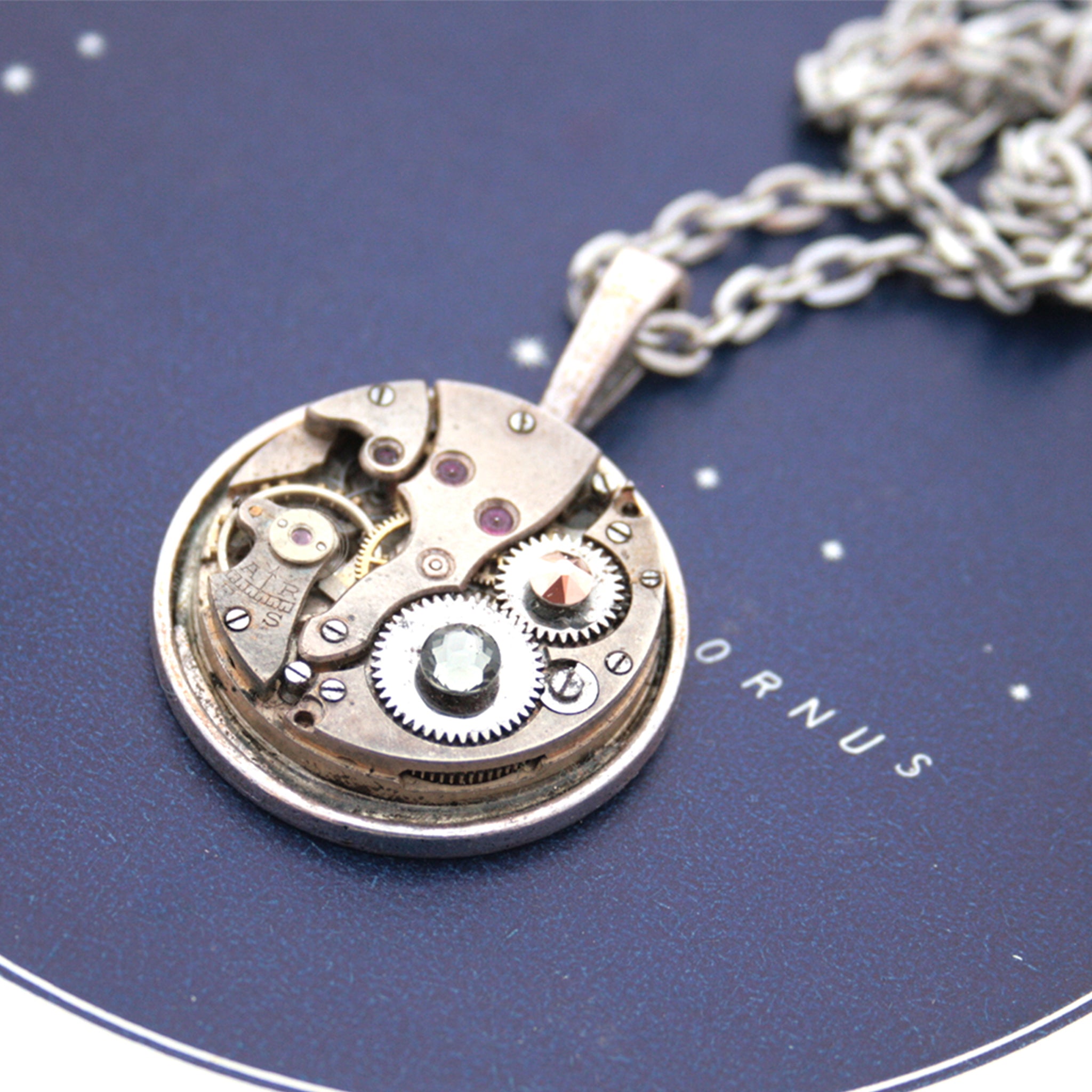 Steampunk Necklace with Crystals