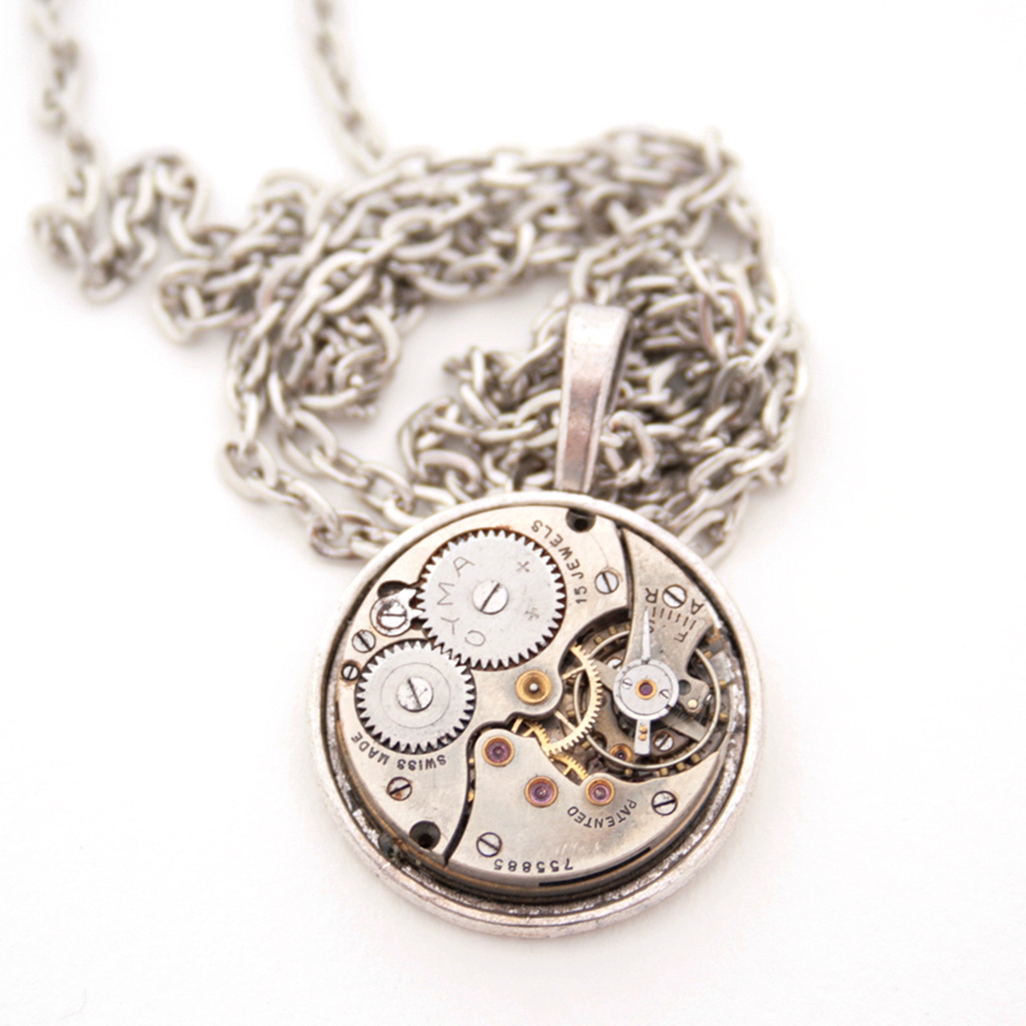 Clock Pendant Necklace in steampunk style