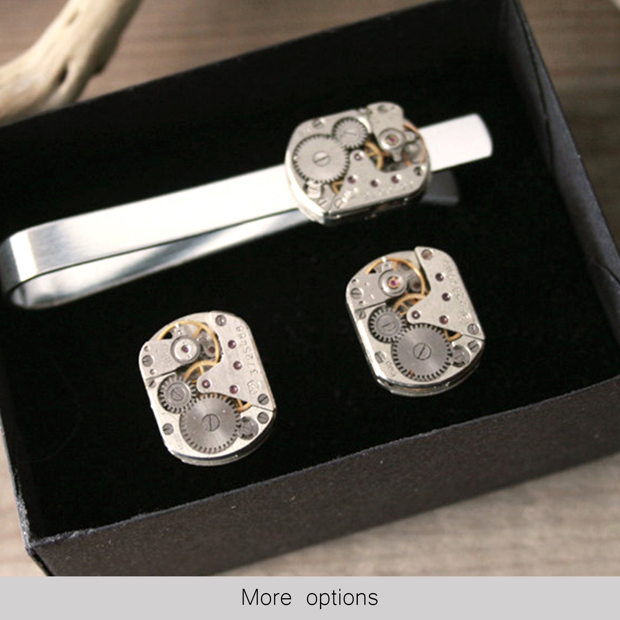 Steampunk Tie Clip and Cufflinks Set