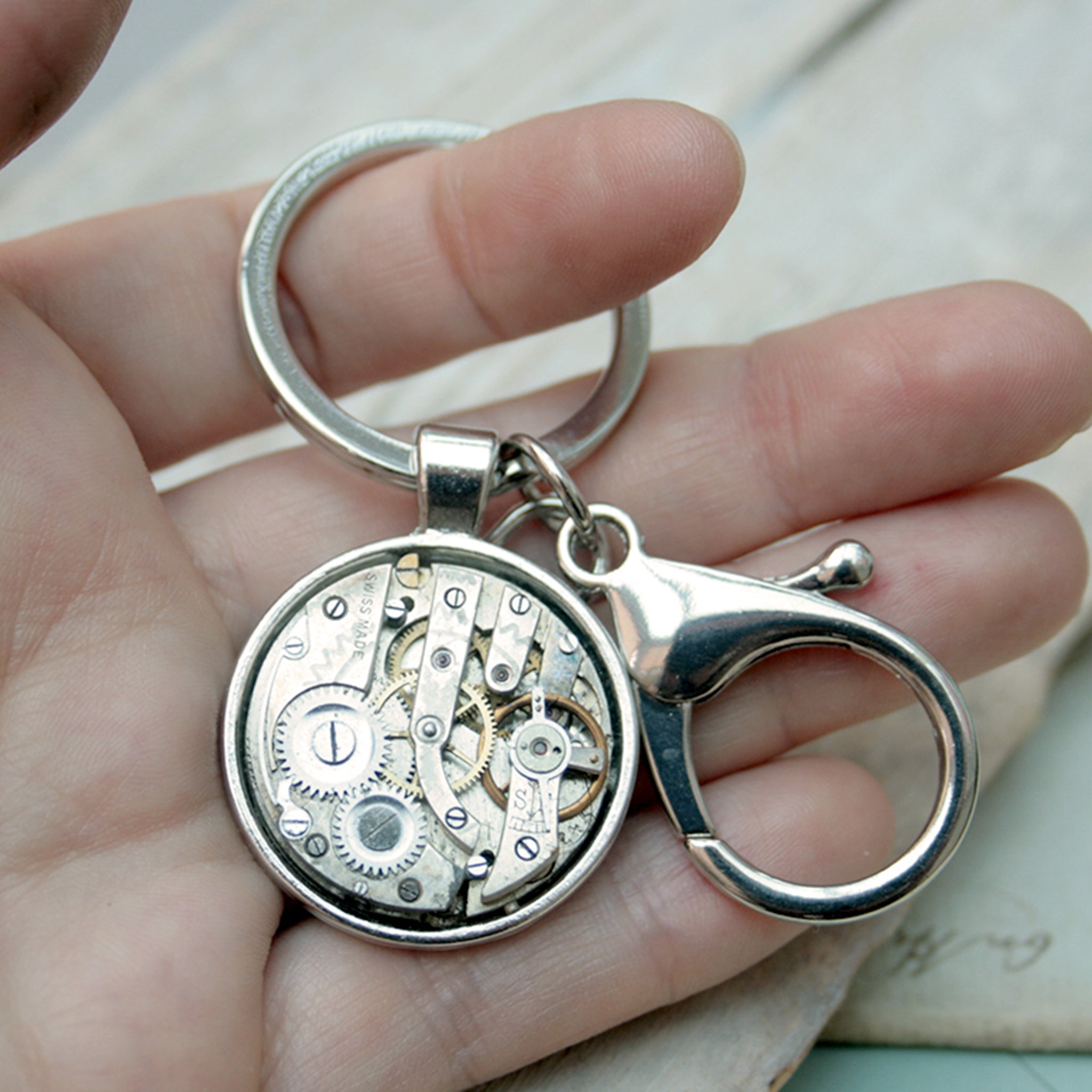 Steampunk keyring for car keys