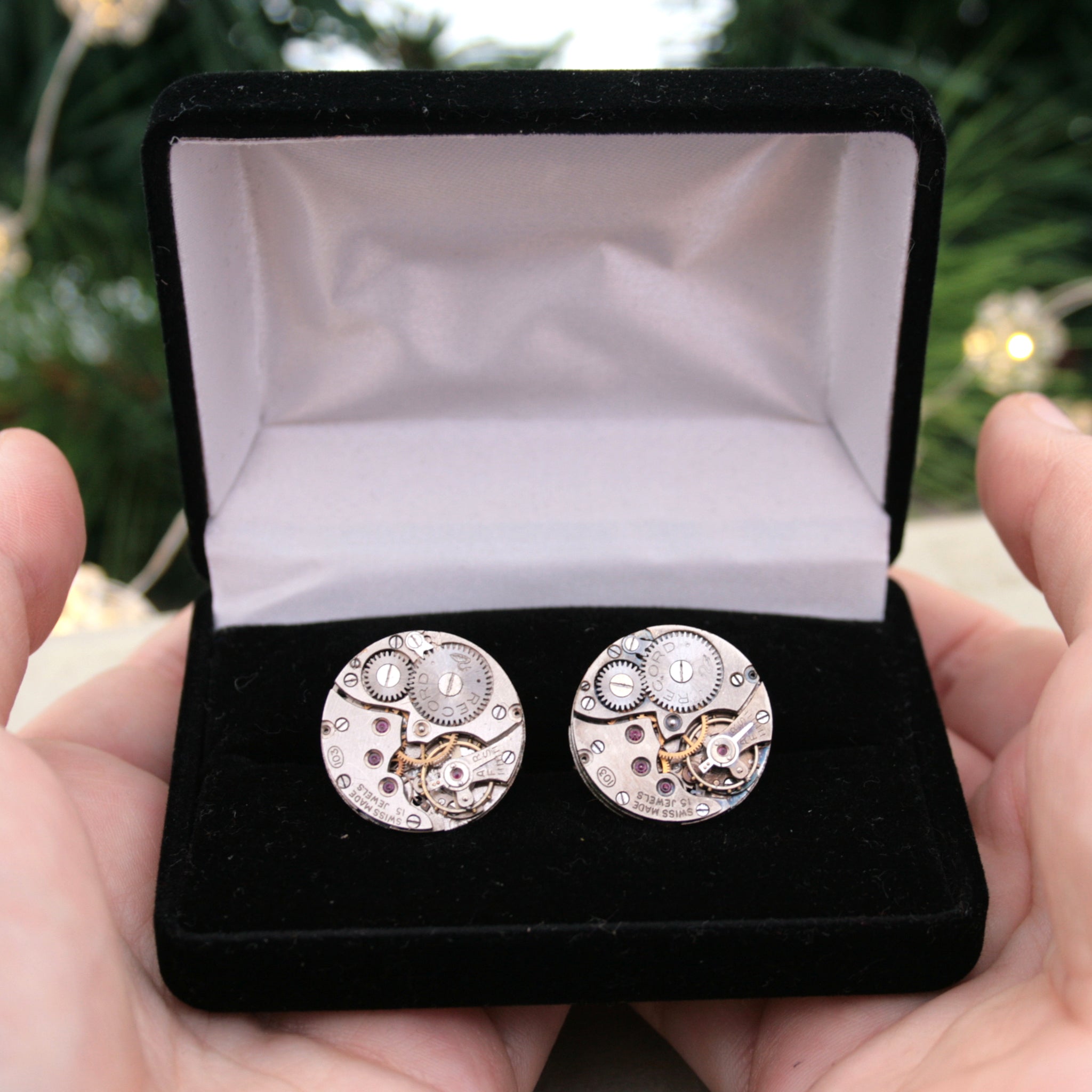 Watch Cufflinks in a box presented by someone