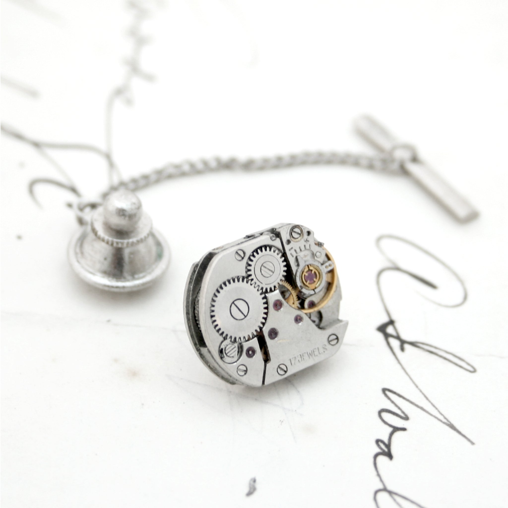 Steampunk Tie Tack made of watch mechanism