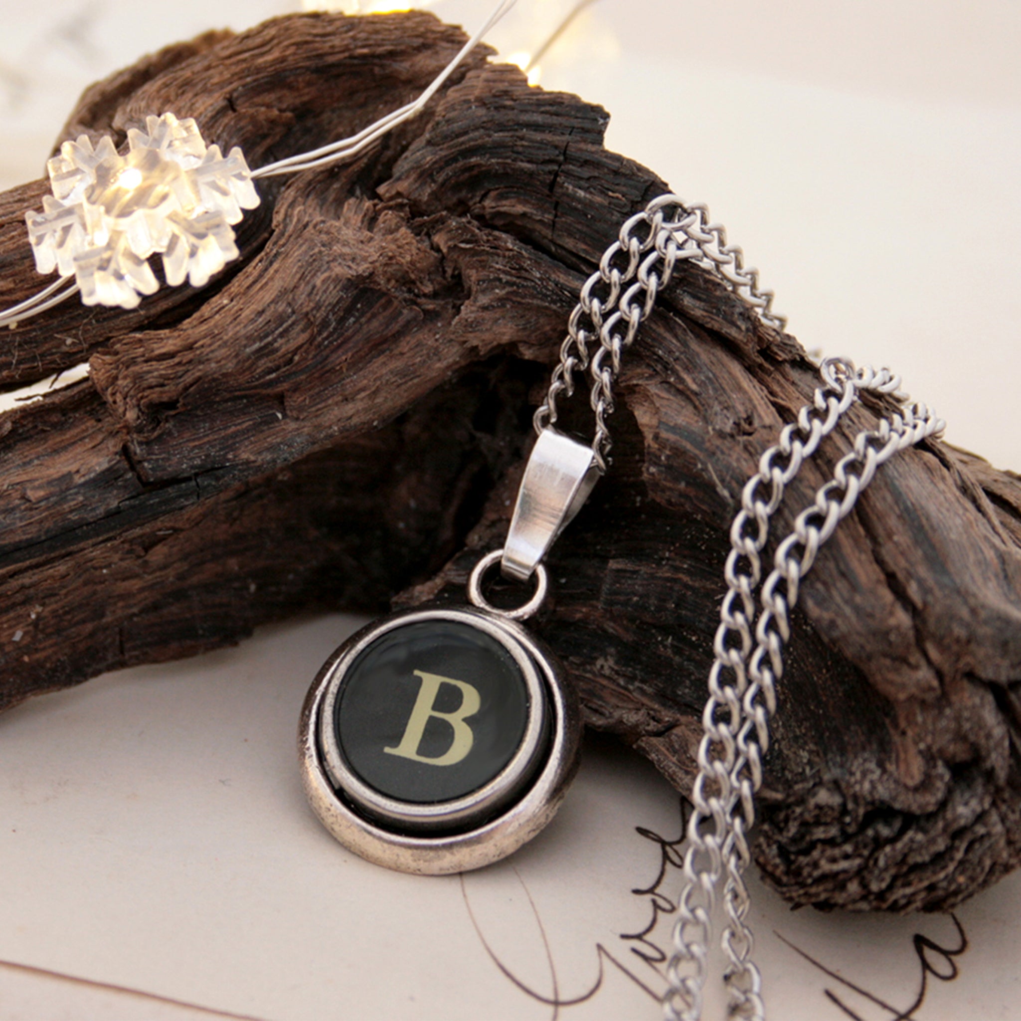 B letter typewriter necklaces made of real typewriter key