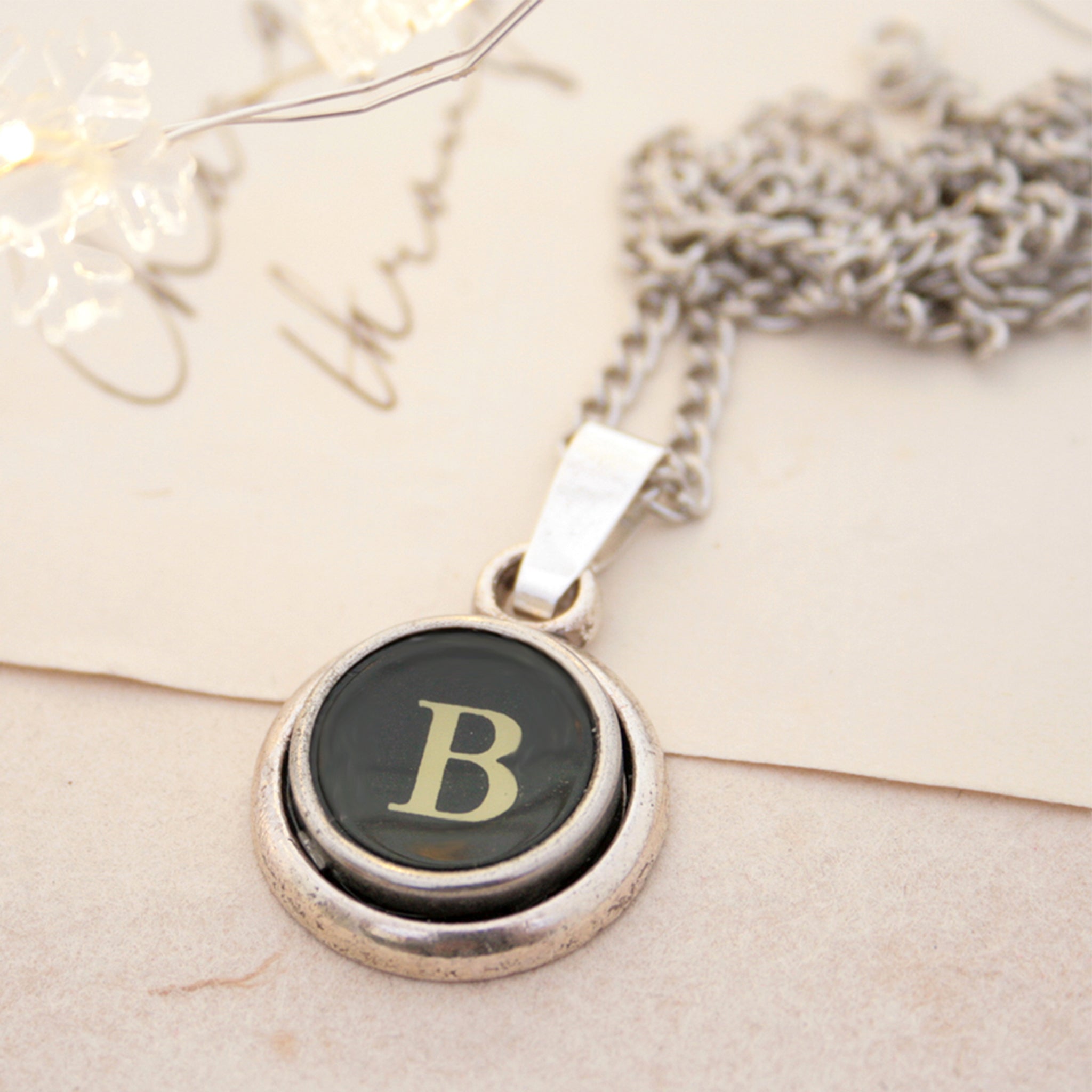 B letter typewriter necklaces made of real typewriter key
