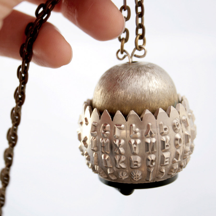statement typewriter necklace made of IBM Selectric typeball