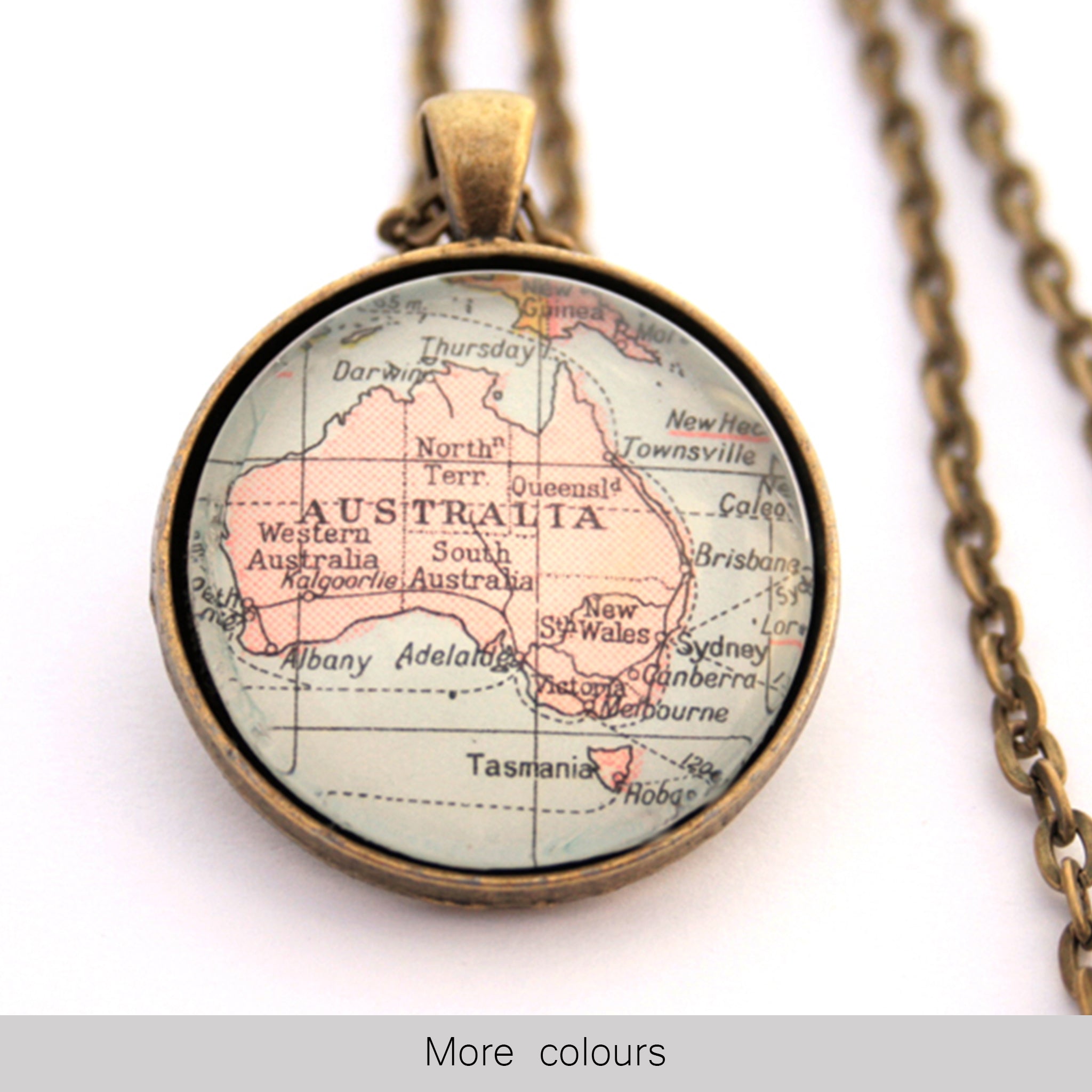 Antique bronze statement necklace featuring map of Australia