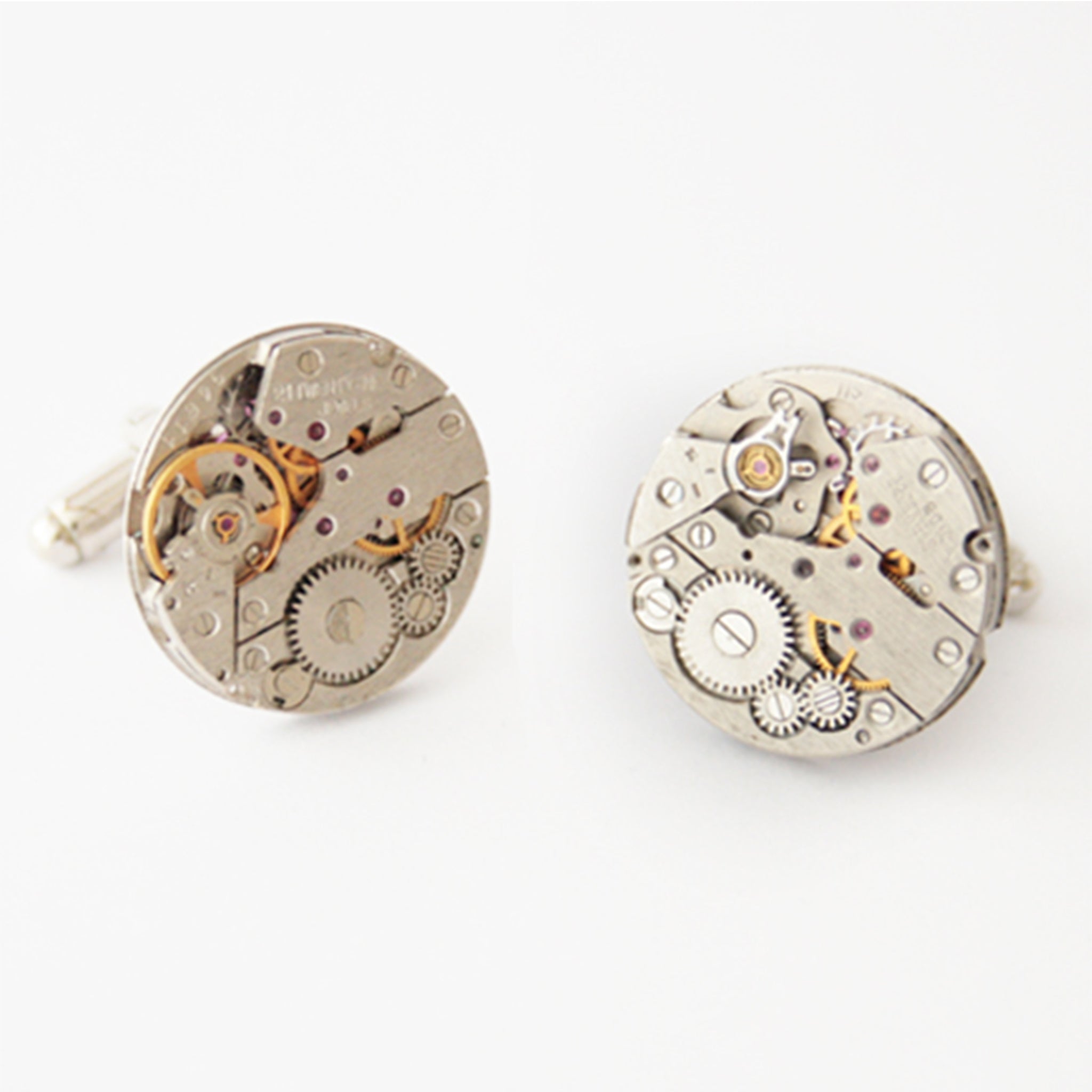 novelty wedding cufflinks in steampunk style made of watch movements